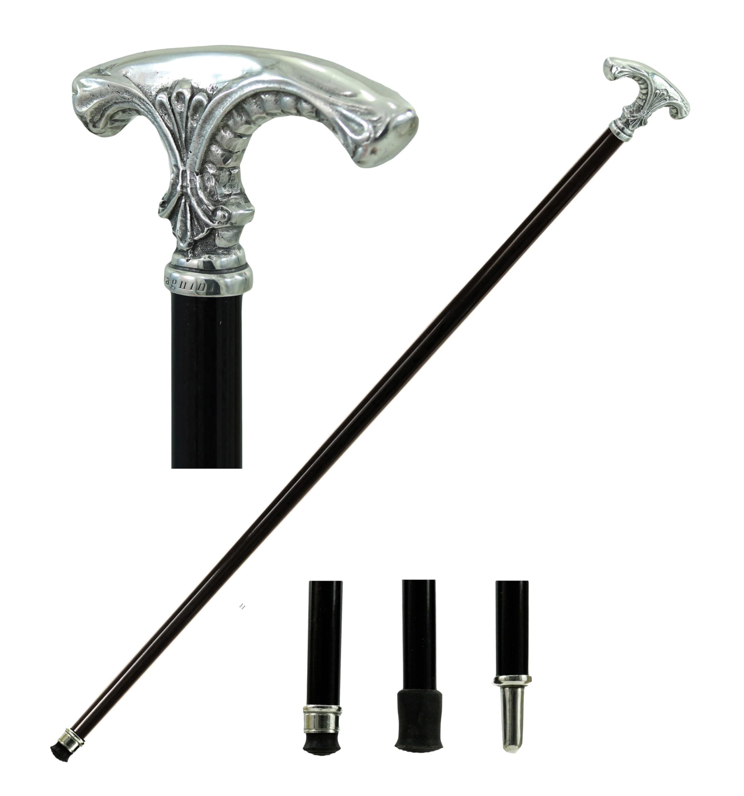 CAVAGNINI Solid Wood Walking Stick – Handmade in Italy – Pewter Handle, Personalized Engraving – Elegant, Durable Cane Gift for Gentlemen, Ladies, or Grandparents – Walking Support Gift