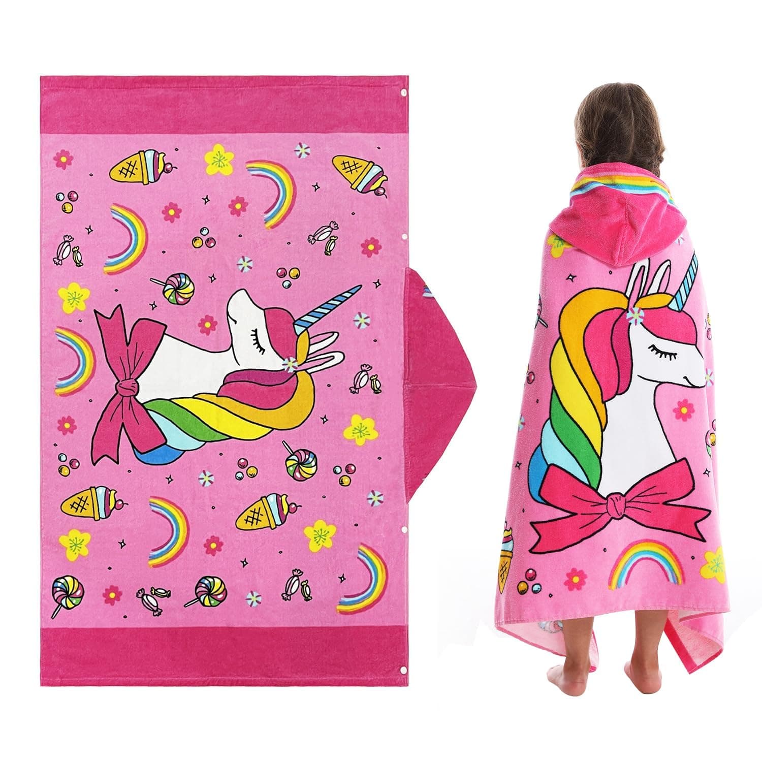 MooMoo Baby Bath Towel for Kids Baby Hooded Beach Towels Absorbent Cotton Swim Poncho Girls