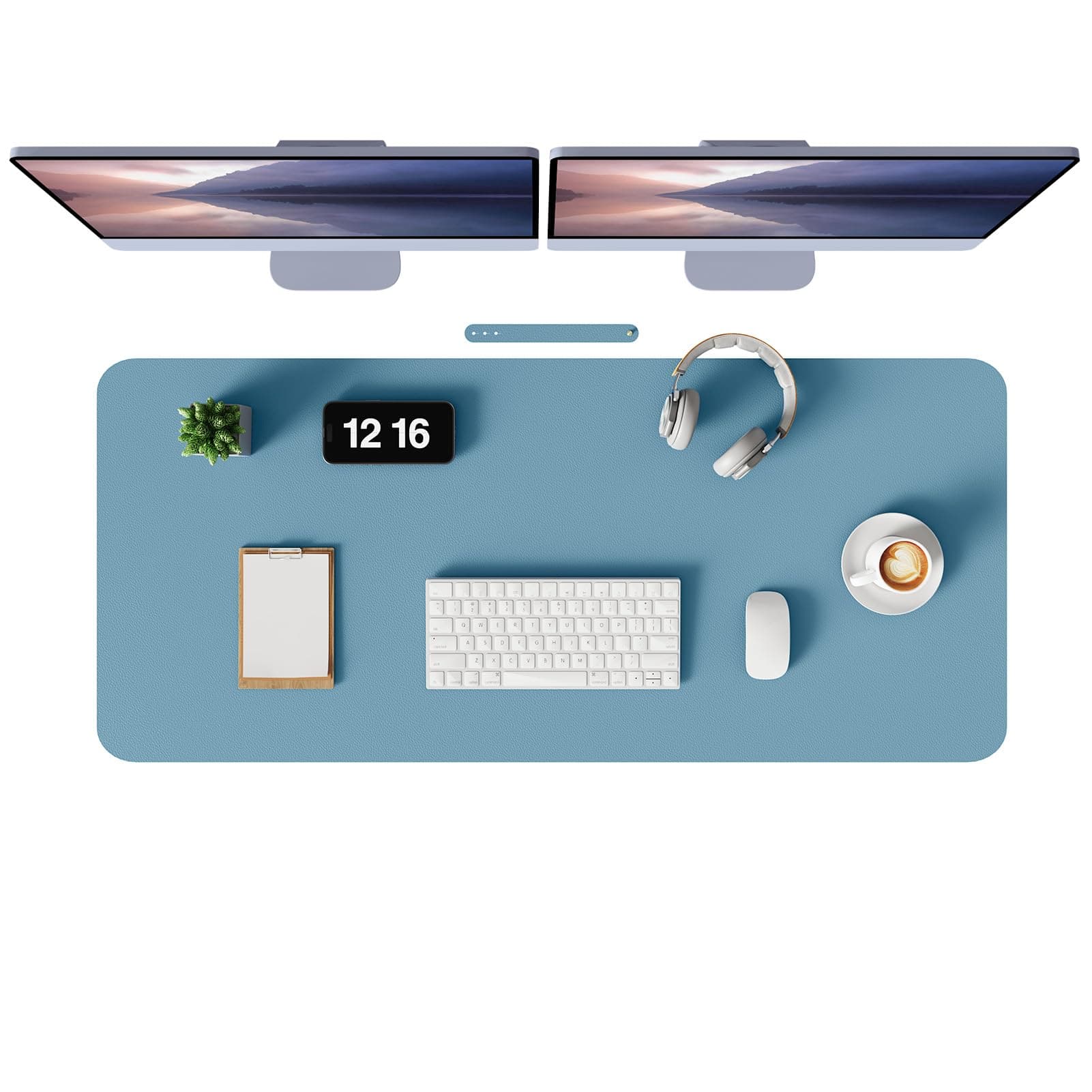 MOLMO Non-Slip Desk Mat, Waterproof Desk Pad Table Protector, Easy Clean Laptop Mat Large Mouse Pad Leather Writing Mat with Suede for Office/Home/Decor (Azure, 100 x 43 cm)