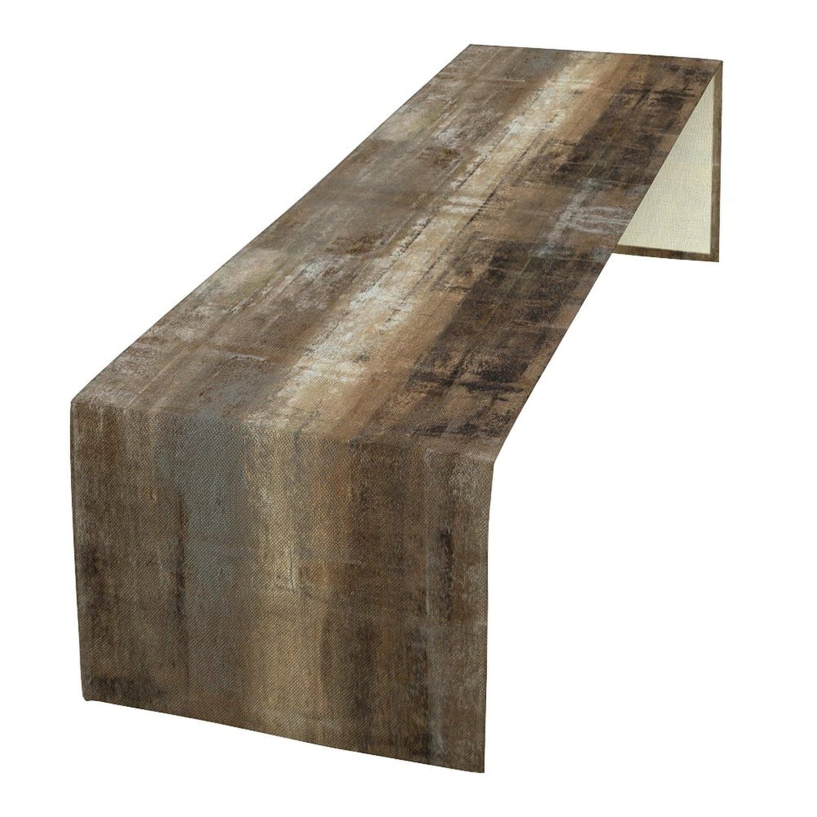 SYZWWSYX Vintage Tan Brown Table Runner, Abstract Oil Painting Wood Fabric Pattern Kitchen Dinning Table Runner for Indoor Outdoor Home Wedding Party Holiday Decor, 13x108 Inch