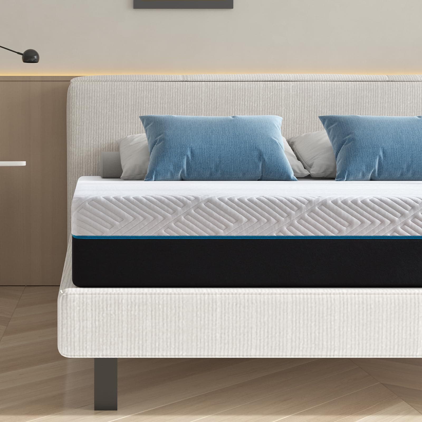 Slomix 12inch Supportive Medium Firm Gel Memory Foam Black Twin XL Mattress