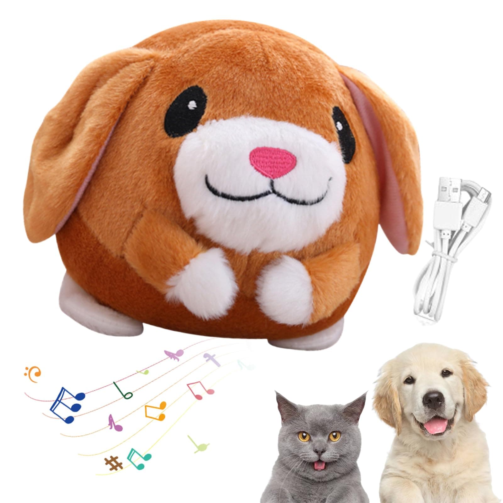 SROCOPT Interactive Dog Toys, Active Moving Pet Plush Toy, 2026 Upgraded Rechargeable Squeaky Dog Ball Toy with Recording Sound, Washable Cartoon Pig Plush Toy for Dogs (Puppy)