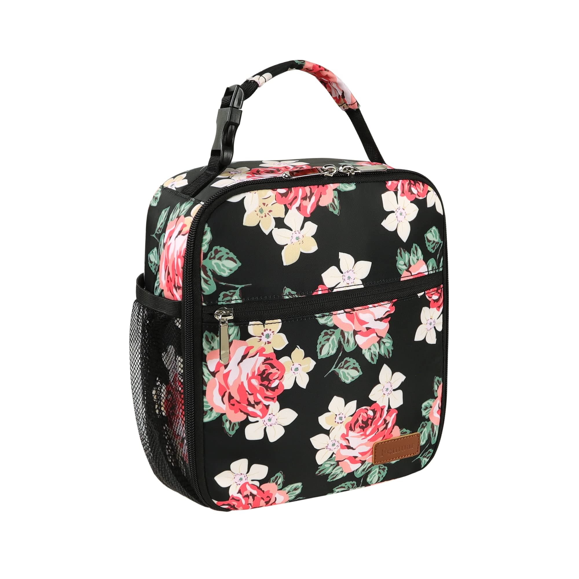 Femuar Lunch Box for Men Women Adults Small Lunch Bag for Office Work Picnic - Reusable Portable Lunchbox, Penoy Flower,TL130 8.7x4.5x 10.2 in