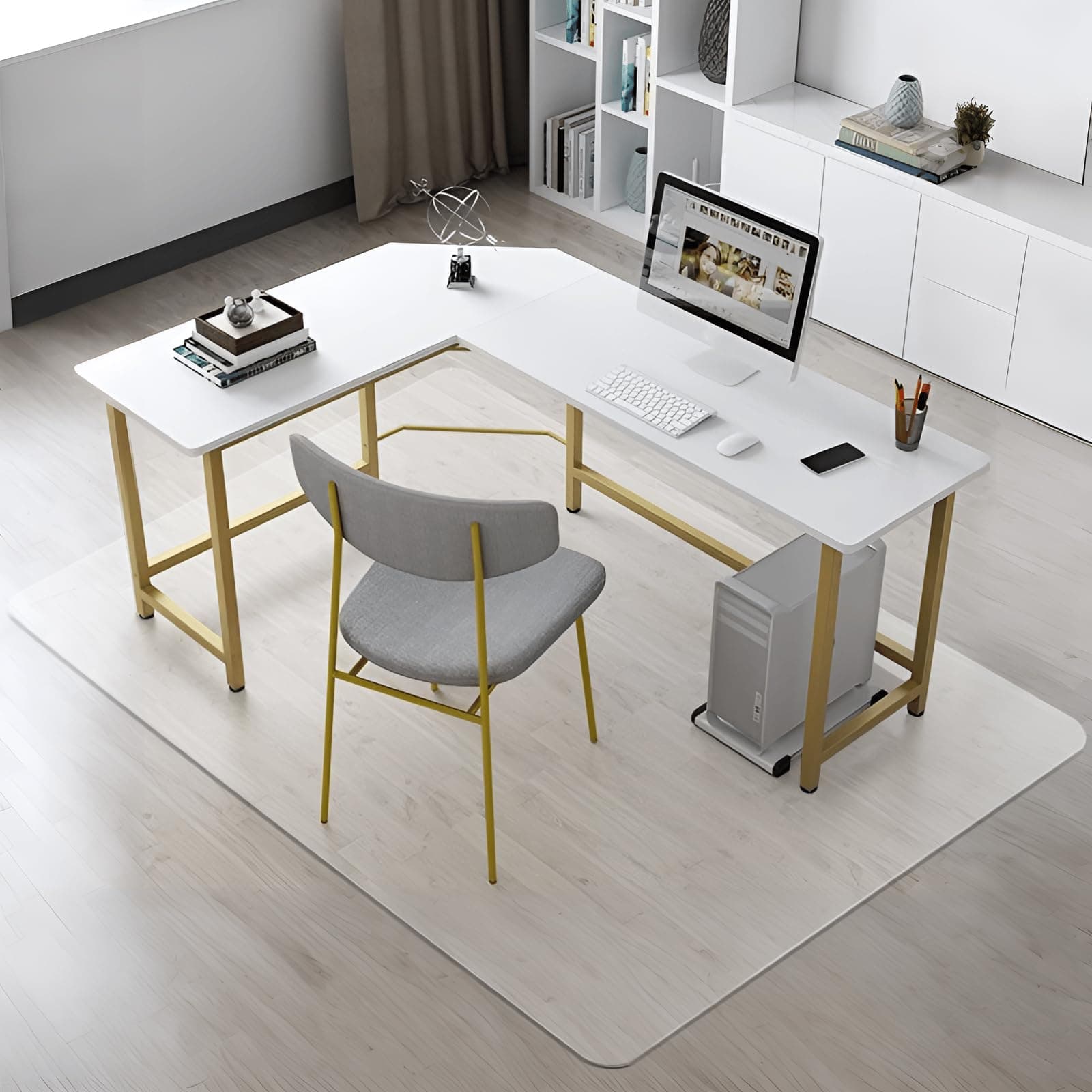 Kuyal Clear Chair mat for Hardwood Floor 51 x63 inches Transparent Floor Mats Wood/Tile Protection Mat for Office & Home (51" X 63" Rectangle)