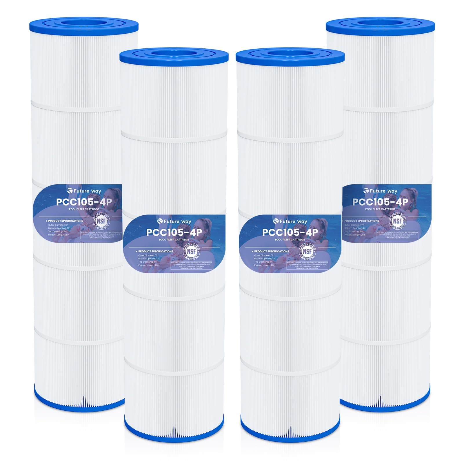 Future Way 4-Pack CCP420 Pool Filter Cartridges Replacement for Pentair Clean & Clear Plus 420, Replace Pentair R173576, Pleatco PCC105-PAK4, 420 sq.ft