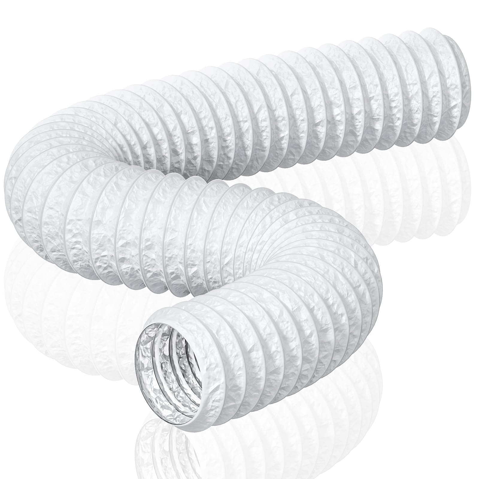 HG Power 150mm Abluftschlauch, 5m Flexibel PVC Alurohr Lüftungsschlauch Schallgedämmter Alu Flex-Schlauch Abluftrohr für Wachstumszelt Trockner Mobile Klimaanlage Abluftventilator, Weiß
