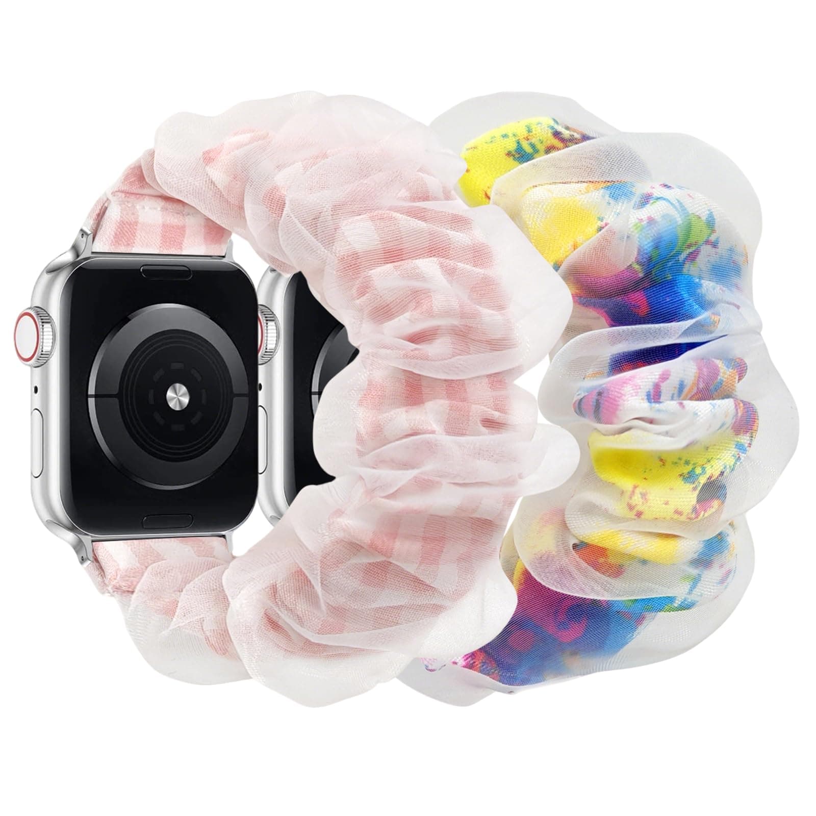 Urpanda 2PCS Scrunchie Band Compatible with Apple Watch Bands for Women Men 42mm 44mm 45mm 46mm 49mm, Elastic Boho Bracelet Stretchy Fabric Cute Holiday iWatch Band Series 11 10 9 8 7 6 5 4 3 2 1 SE3
