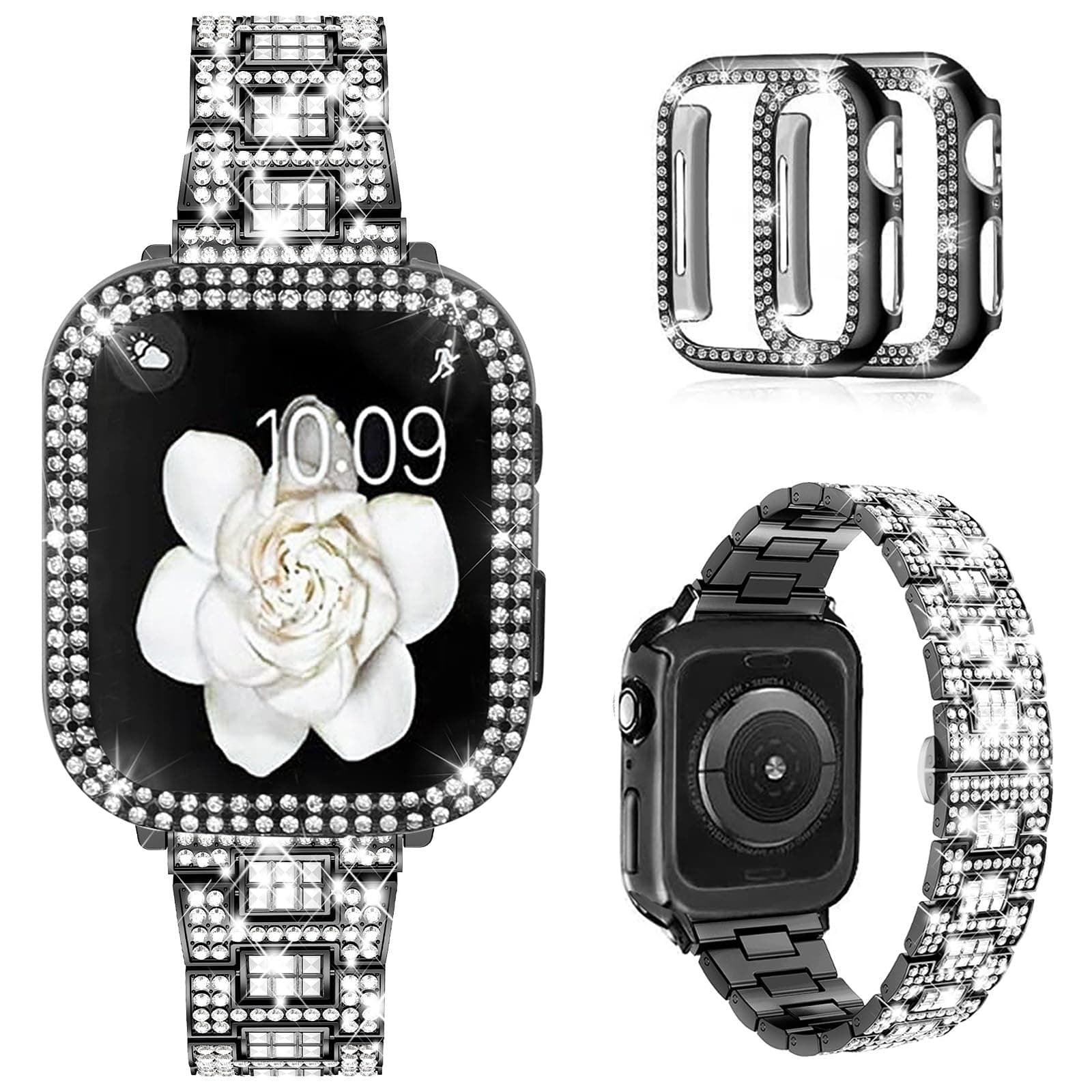 Mosonio Sparking Bands for Apple Watch with 38mm Case Women-Black