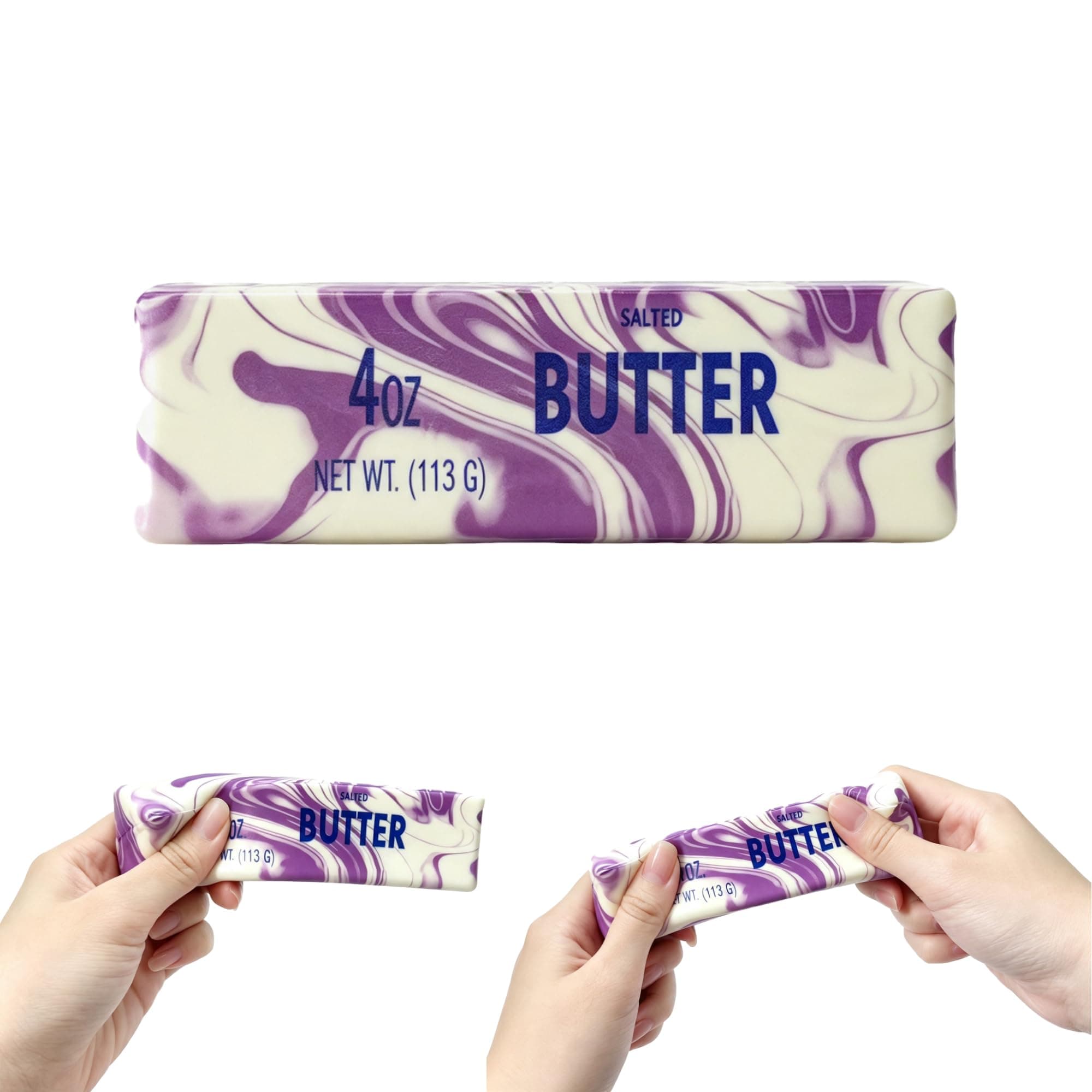 Butter Squishy Slow Rising Stress Toy, Aglacynorath 1 Pack Realistic Butter Stick Squeeze Toy, PU Foam Fidget Toy for Anxiety Relief, Portable Desk Decor for Office (Purple)