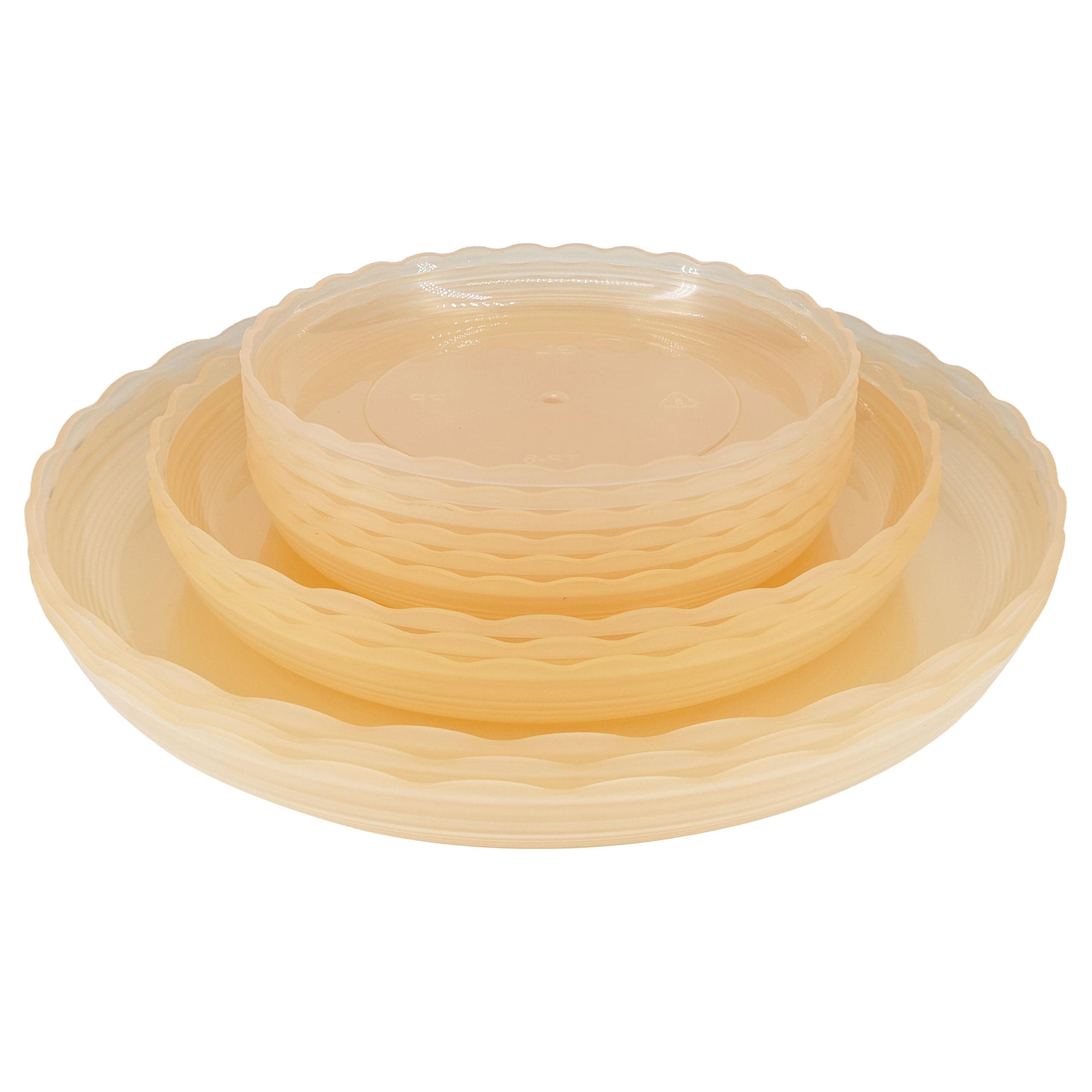 ECOESPTI 12Pcs Clear Plant Saucer, 6 8 10 Inch Durable Plastic Plant Tray, Round Plant Pot Saucers, Drip Tray for Indoor and Outdoor Garden, Amber Brown