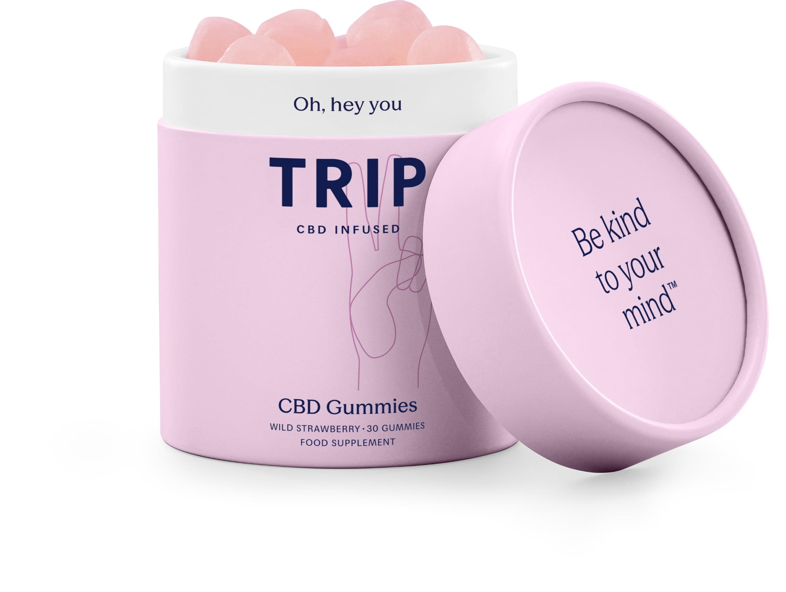 TRIP CBD Infused Gummies, 300mg CBD, High Strength, Wild Strawberry, 30x