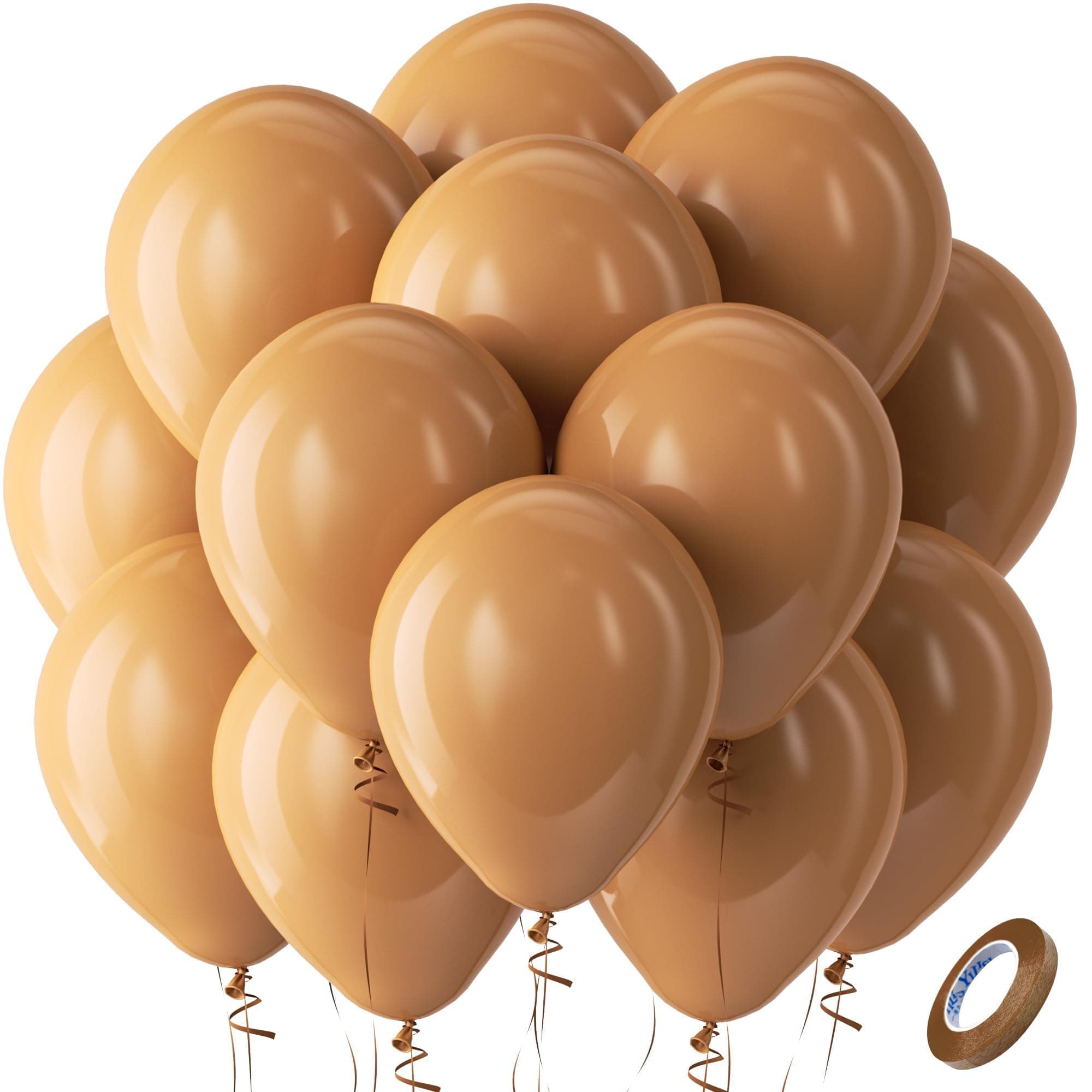 Bezente Tan Latex Party Balloons - 100 Pack 12 inch Round Helium Boho Neutral Light Brown Coffee Fall Balloons for Graduation Birthday Boy Gender Reveal Jungle Safari Woodland Fall Party Decorations
