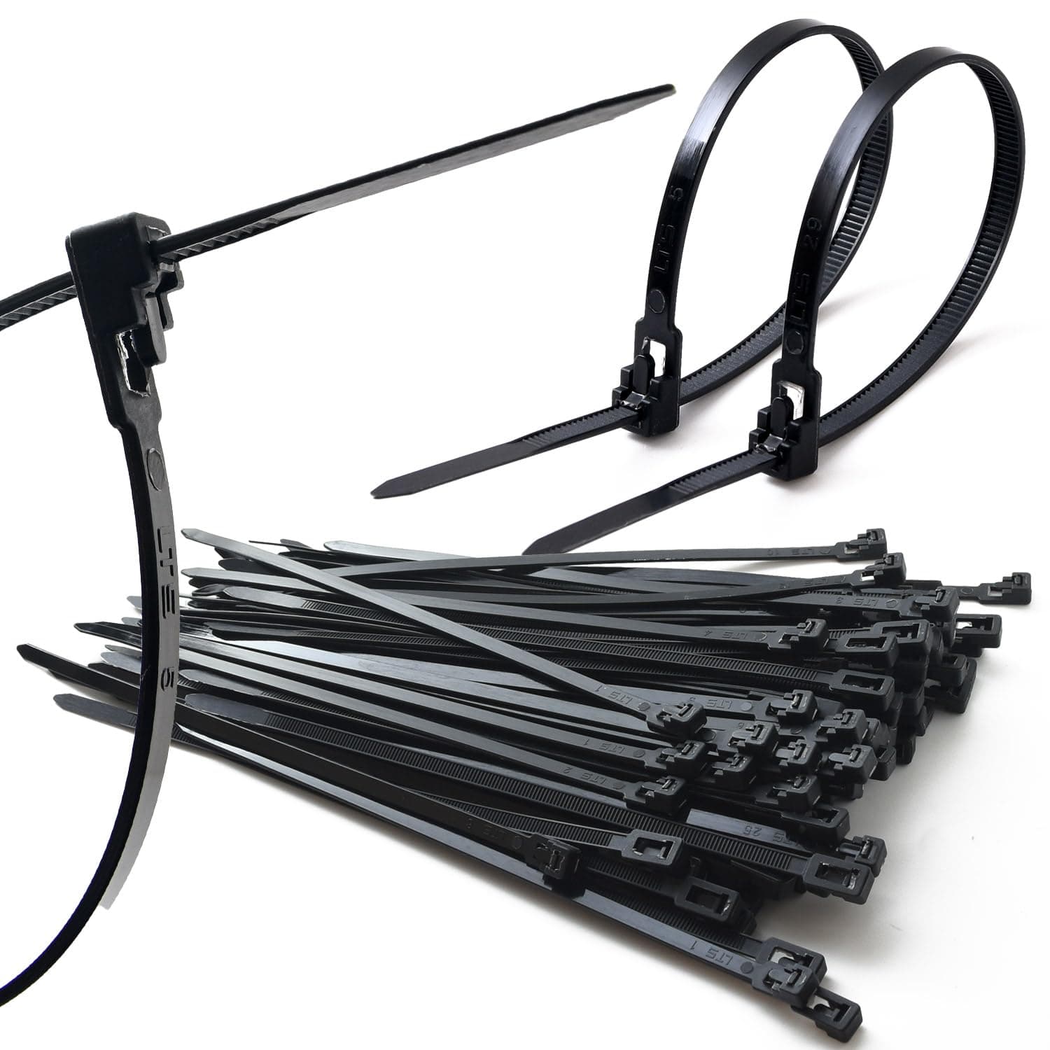 Parhaat [Repeat] Width 0.2 x Length 7.9 inches (5 mm) x Length 7.9 inches (200 mm), Pack of 100, Repeat Tie, Tie Wrap (Black)