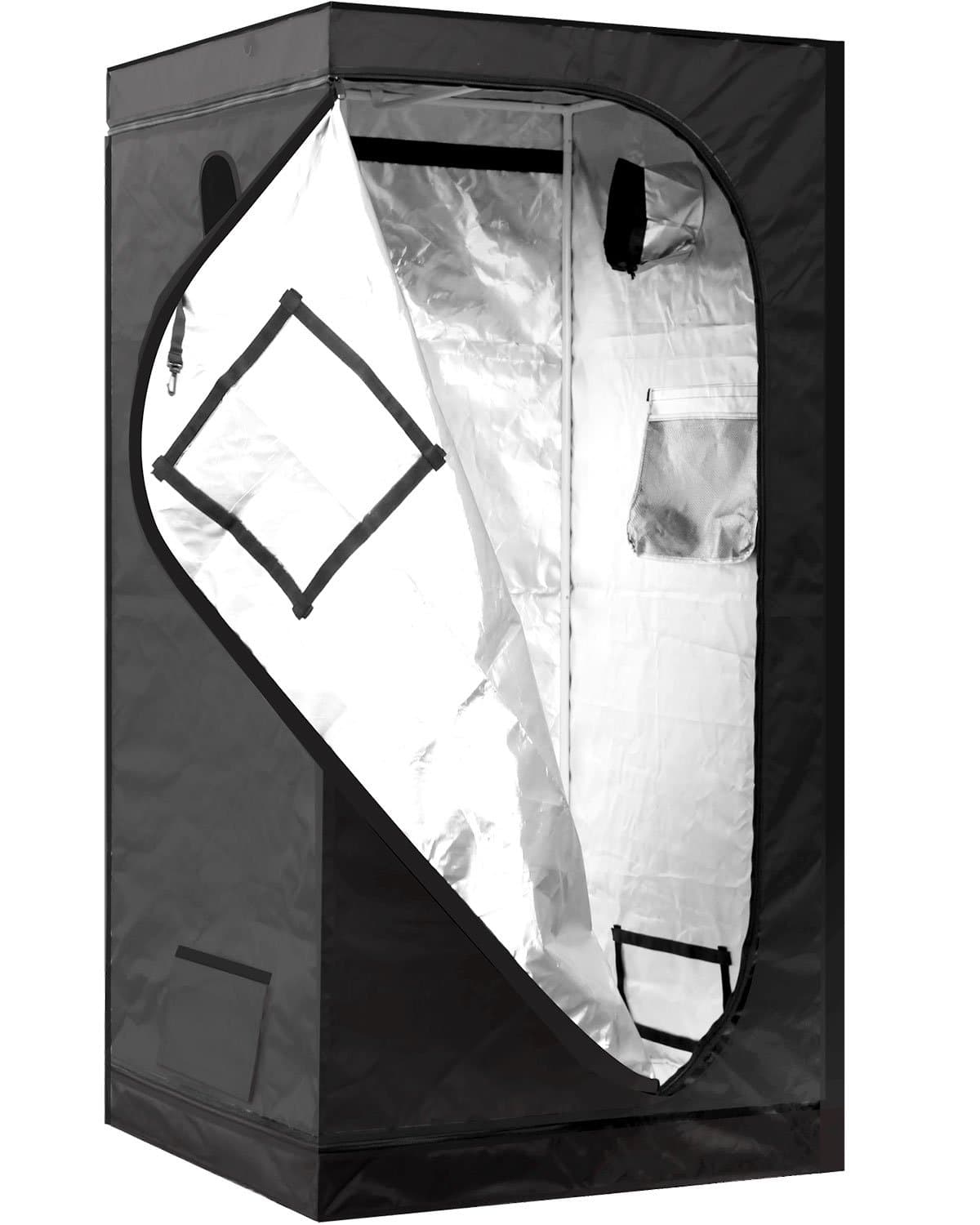 iPower GLTENTS1 Mylar Hydroponic Grow Tent for Indoor Seedling Plant Growing with Metal Push-Lock Corners, 39x39x78, Water-Resistant. Removable Mylar Floor Tray Included