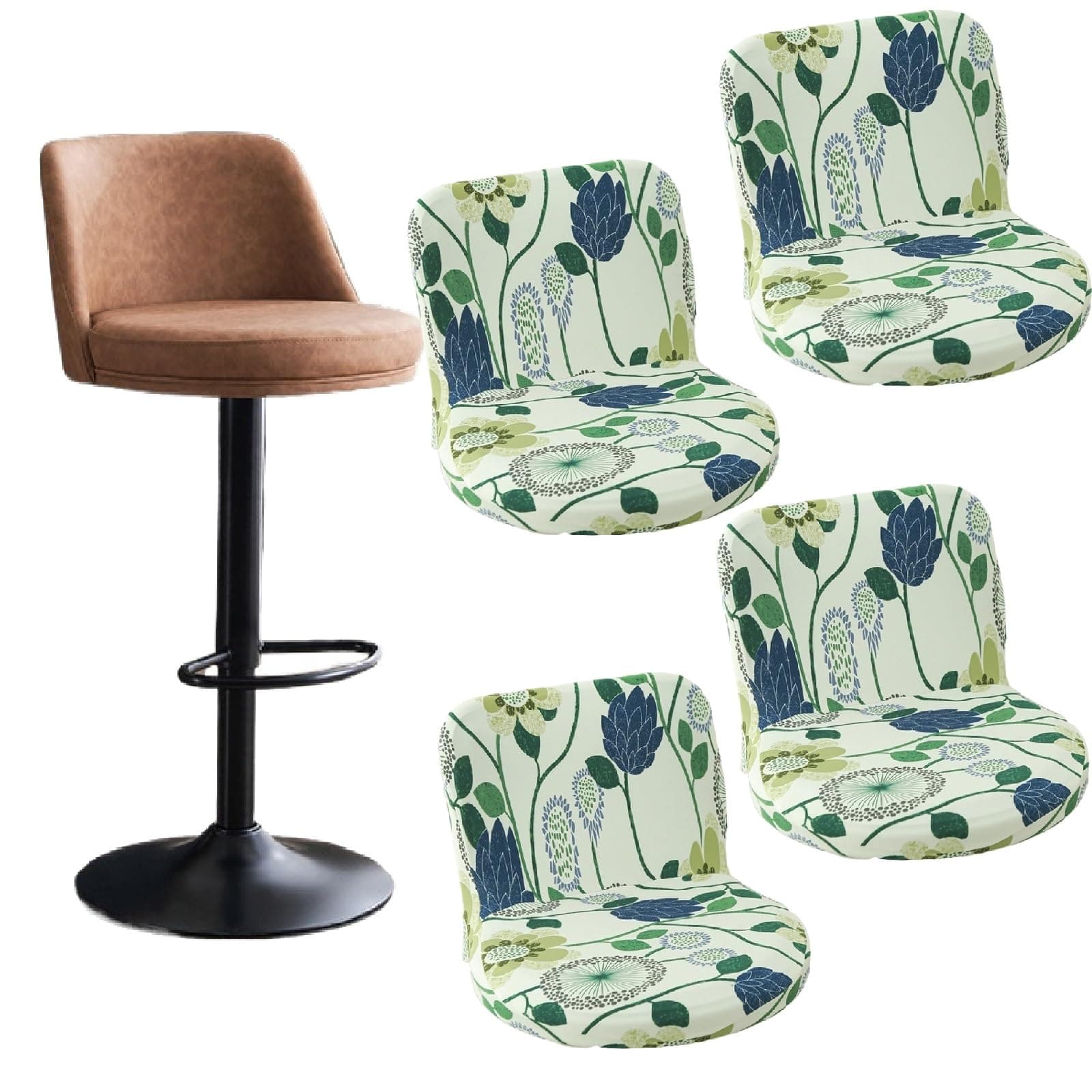 Bar Stools Cover,Short Back Round Seat Chair Cover, Swivel Chair Slipcovers With Back,Counter Stool Chair Slipcovers With Square Backs Armless Curved Accent,Counter Bar Stool Cover For Kitchen Island(
