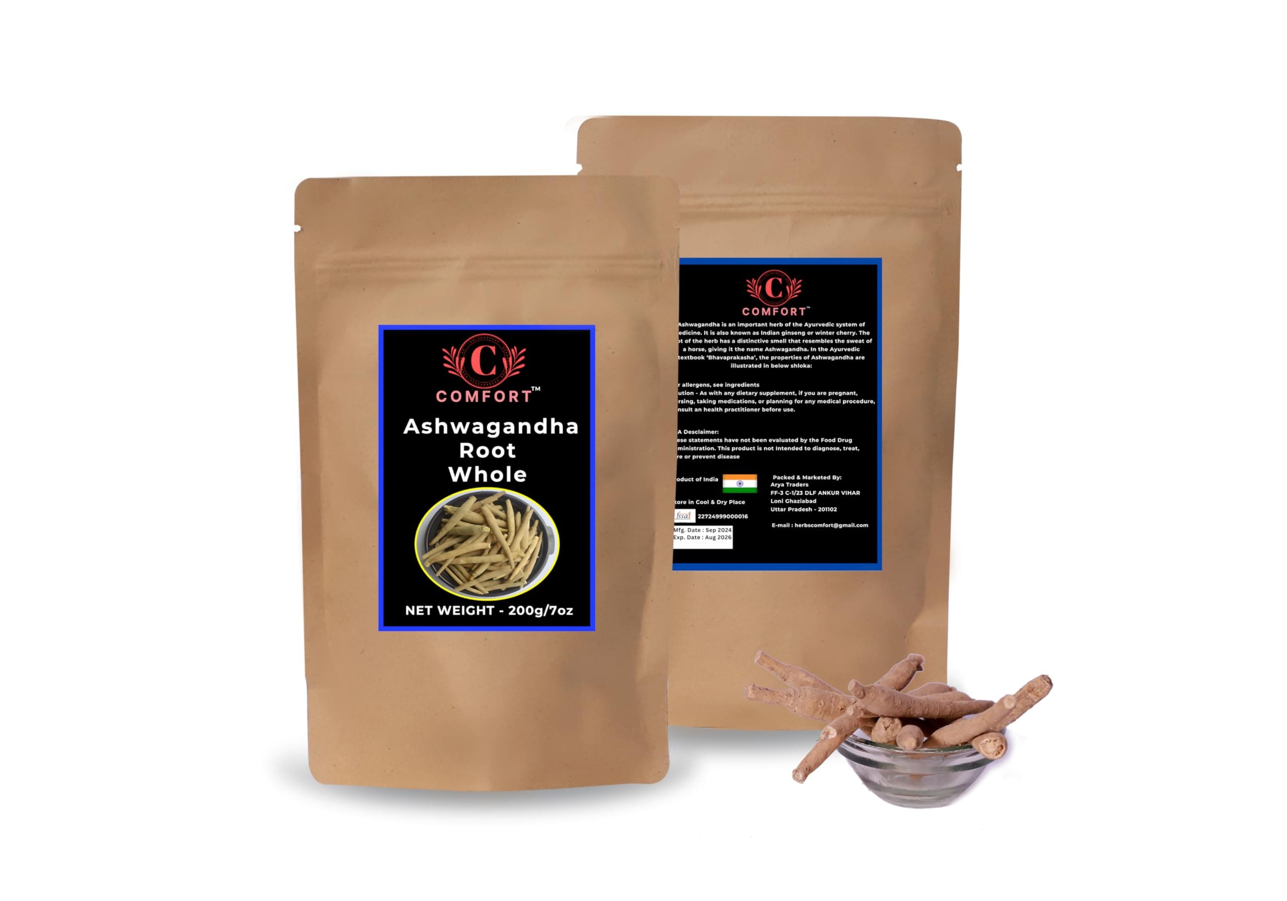 COMFORT TM Ashwagandha Root Whole - 200 G /7 Ounce (Pack of 1)