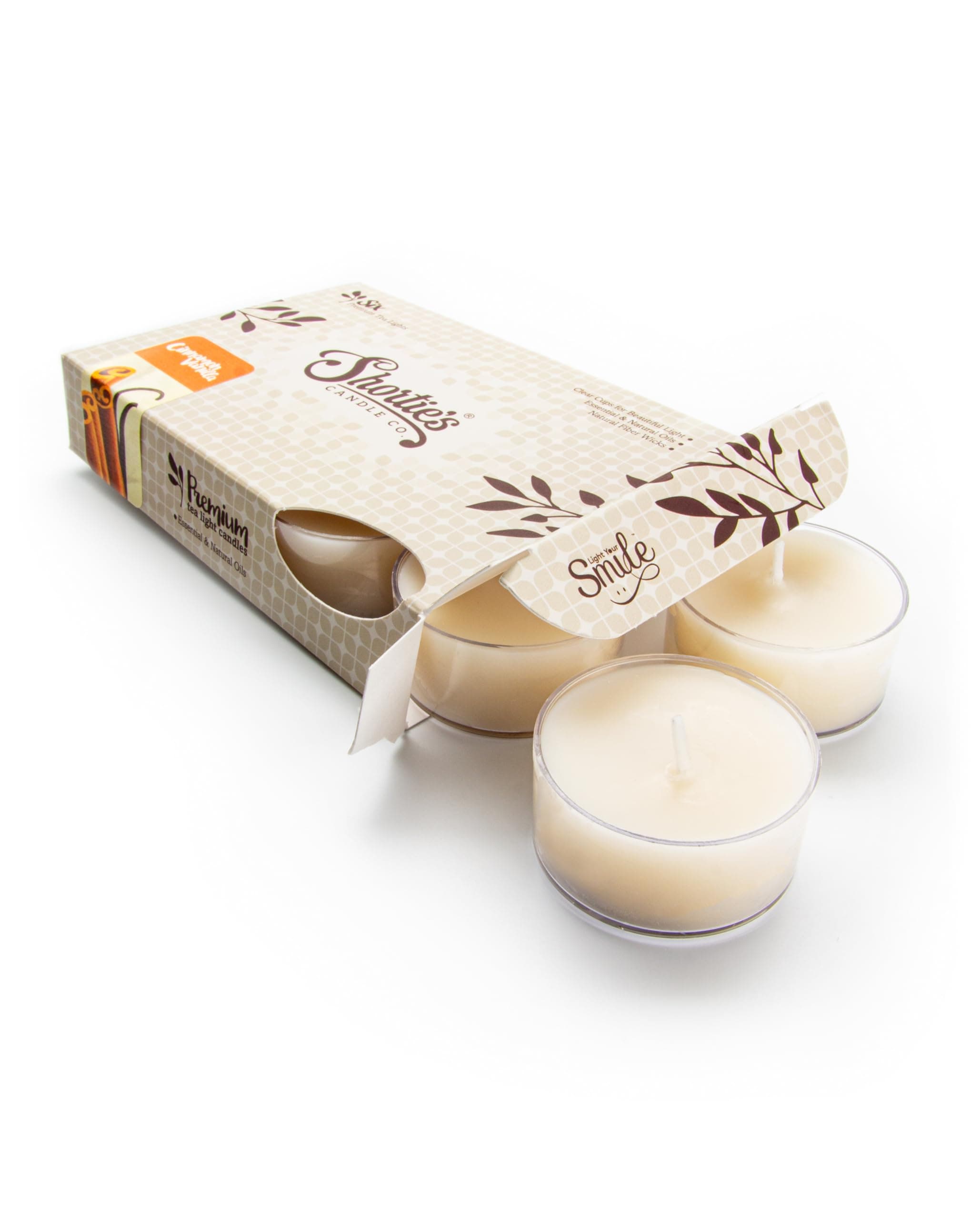 Shortie's Candle Company Cinnamon Vanilla Premium Tealight Candles - Highly Scented with Natural Oils - 6 Beige Tea Lights - Beautiful Candlelight - Made in the USA - Bakery & Food Collection