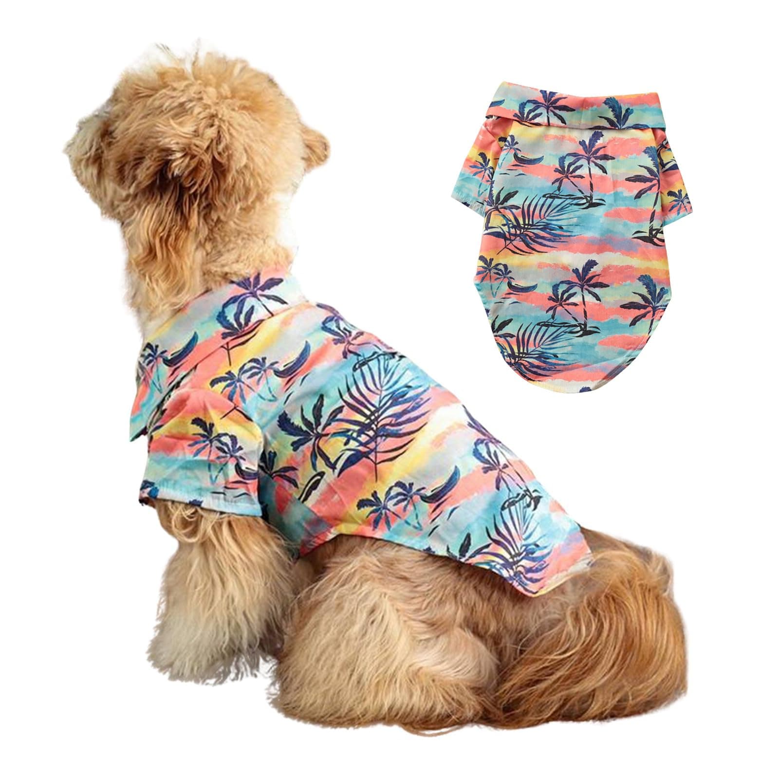 Dog Dress,Pet Summer Cool Vest Hawaii Style Beach Sweatshirt for Small Medium Large Dogs_S(Tree-Shirt)