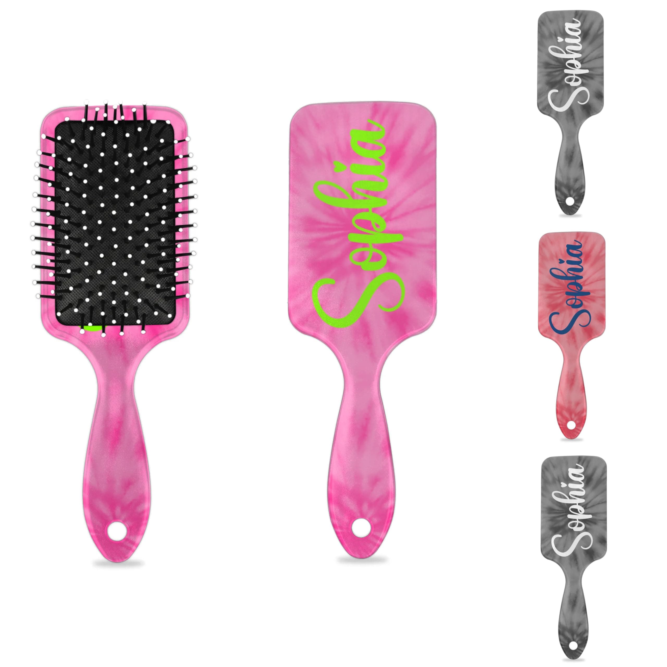 Personalized-Hair-Brush for Girl Women Detangler Brush for Kids Adult, Custom Gift for Birthday Christmas, Soft Bristle Hair Brushes Travel Hair Brush for All Hair Types Tie Dye