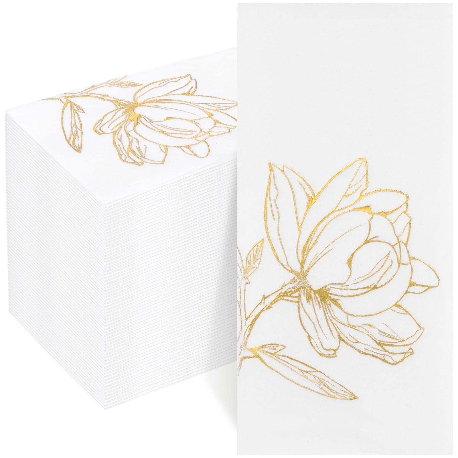 Joyido 50 Pack Gold Dinner Napkins - Floral Paper Napkins for Weddings