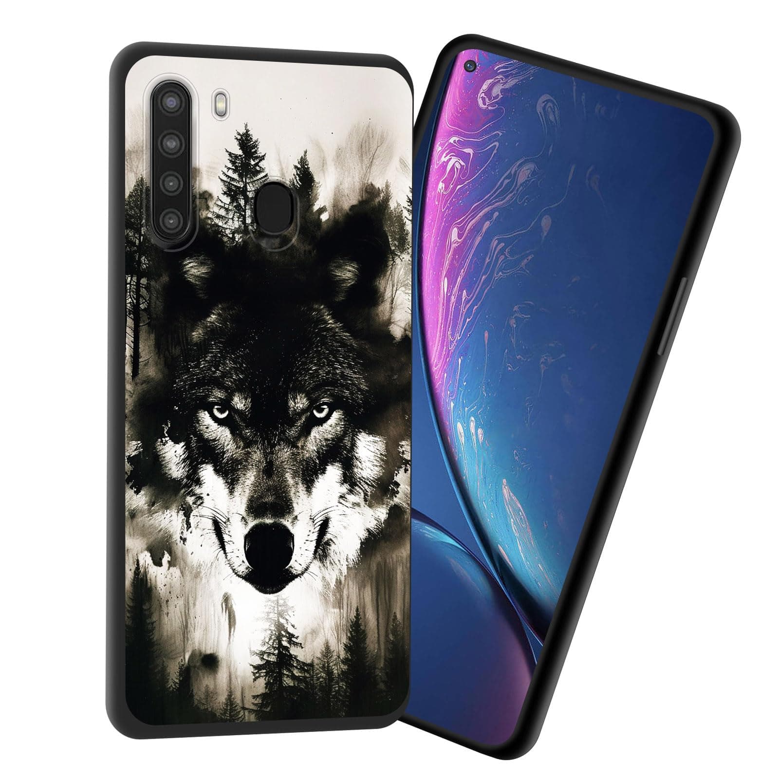 JHYYTUJTYP for Galaxy A11 Case,Premium Soft Silicone Slim Rubber Full Body Drop Protection Shockproof Cover Phone Case for Samsung Galaxy A11,Wolf in Forest