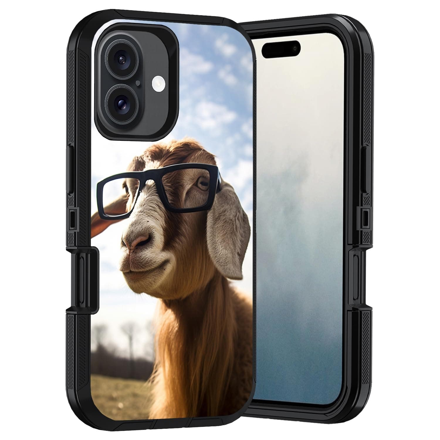 ERWYTYIOI for iPhone 17 Case, Heavy Duty 3-Layer [Military Grade] Anti-Scratch Shockproof Stylish Phone Protective Cover for iPhone 17 (2025, 6.3 inch), Funny Goat
