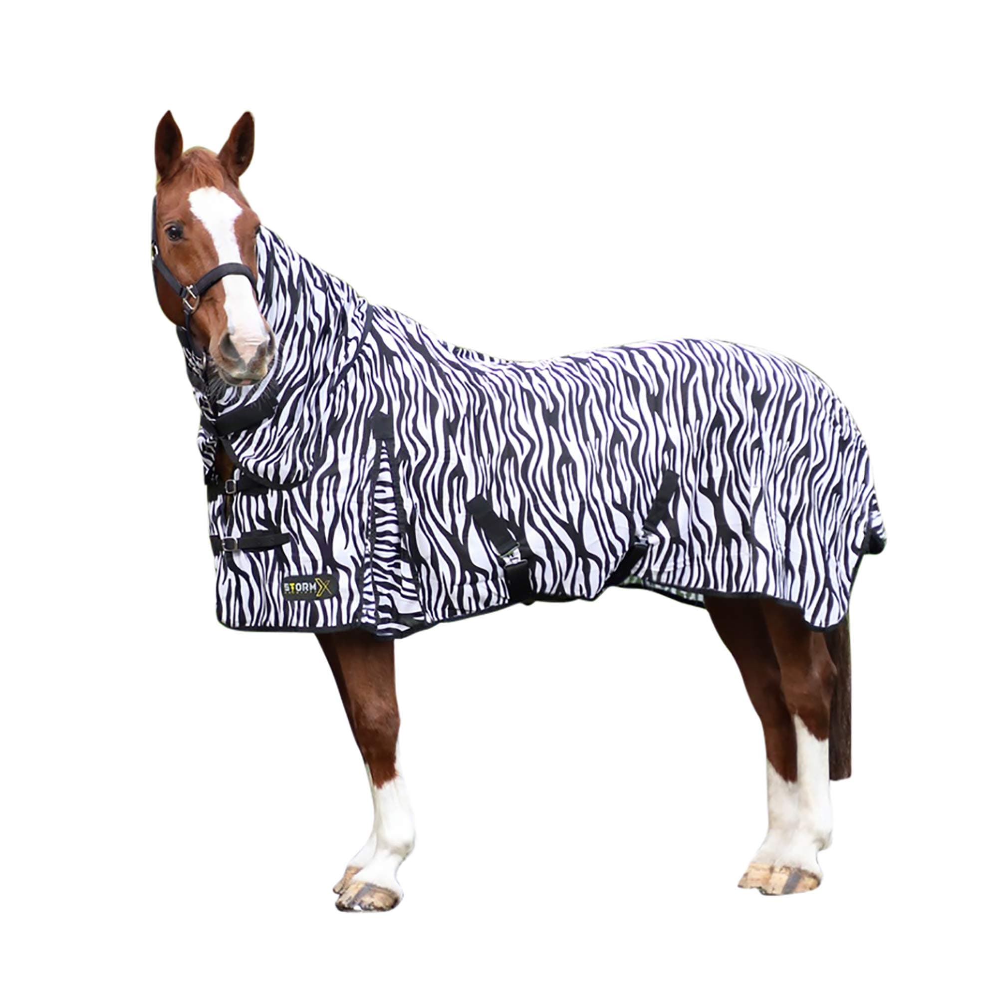 Hy StormX Original Zebra Print Fly Rug (4ft 9in) (Black/White)