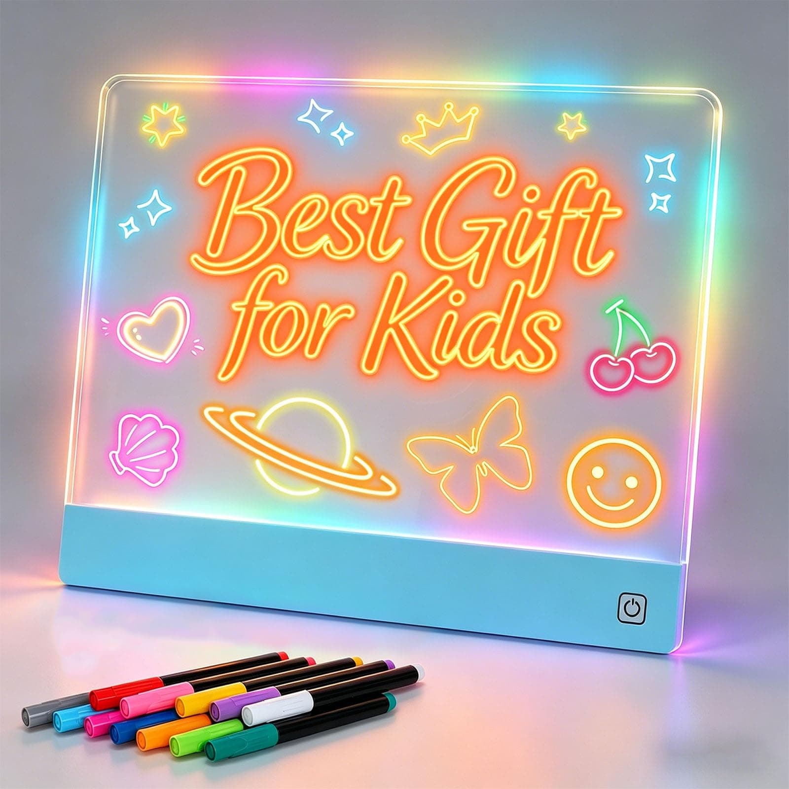 Rechargeable LED Note Board with 7 Colors, 16-Inch Light Up Acrylic Dry Erase Board, Lumi Board Led Drawing Board - Blue