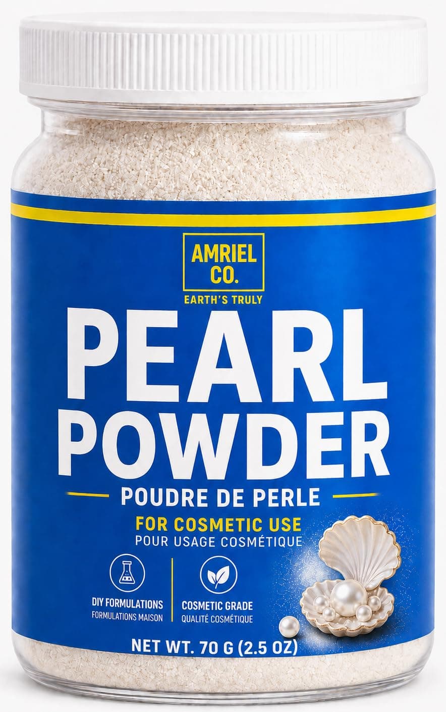 Pearl Powder 70g | Fine Ground Pearl Powder | Great for Face Masks, Skincare, Soap Making & DIY Beauty Recipes | Proudly Canadian | Convenient Jar Packaging | by Amriel Co.