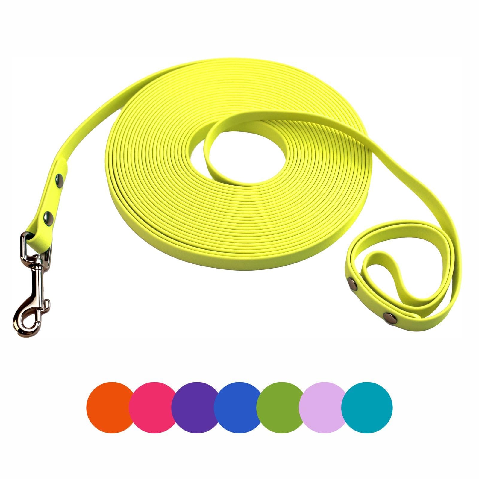 Waterproof Long Dog Leash, Heavy Duty Biothane Dog Training Leash 6ft 10ft 15ft 30ft 50ft, Easy to Clean Long Line Lead for Large Medium Small Dogs, Outdoor Recall (Yellow, 16FT)