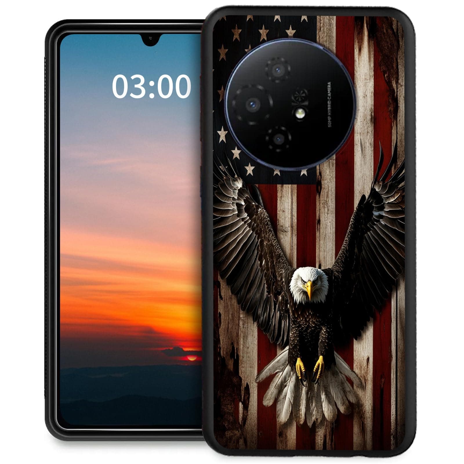 LYHXLYJH for TCL 50 XL 5G Phone Case,Slim Soft TPU Silicone Anti-Scratch Shookproof Protective Cover 6.78" 2024-American Flag Eagle