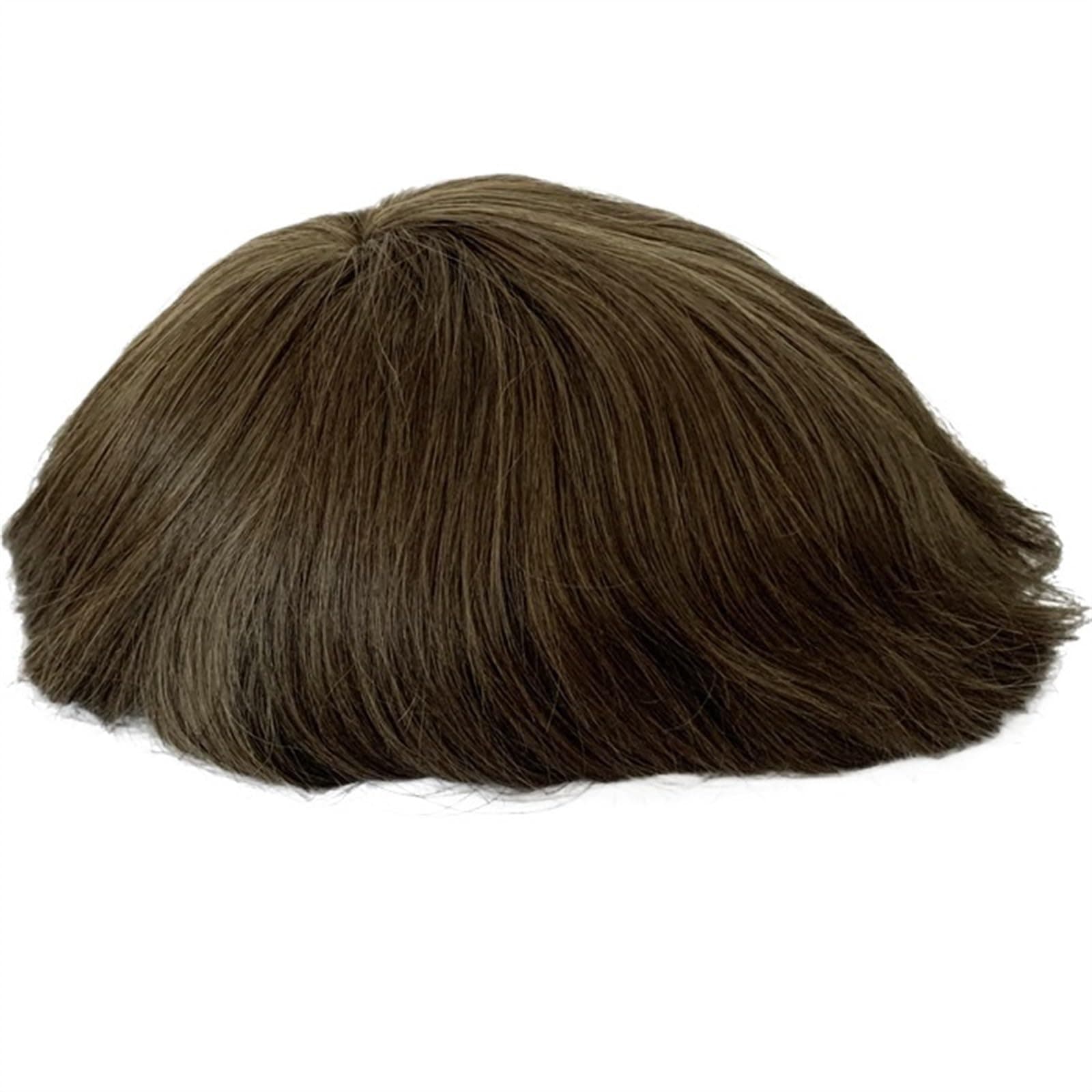 Men's wig Super Thin Skin Men's Toupee Natural Indian Human Hair Male Wig 0.02-0.04mm Prosthesis Hair System for Men Men Short Wig Men Replacement Wig(6#)
