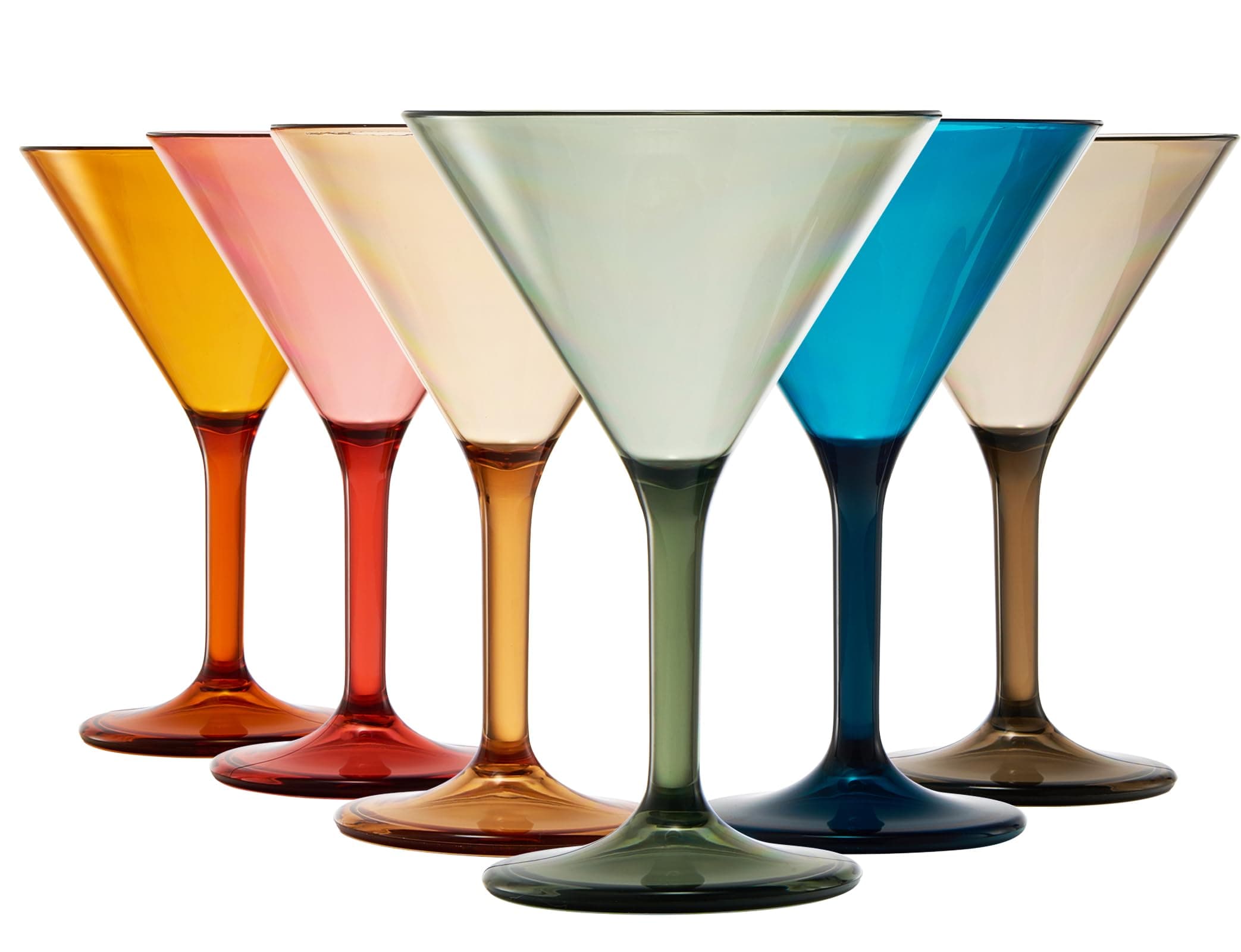 European Style Plastic Crystal Glasses , Unbreakable Martini , Cocktail |Set of 6| Shatterproof Acrylic 100% Tritan Drinkware, Colored BPA-free , Reusable, Outdoor, Pool & Indoor, Dishwasher Safe 10oz