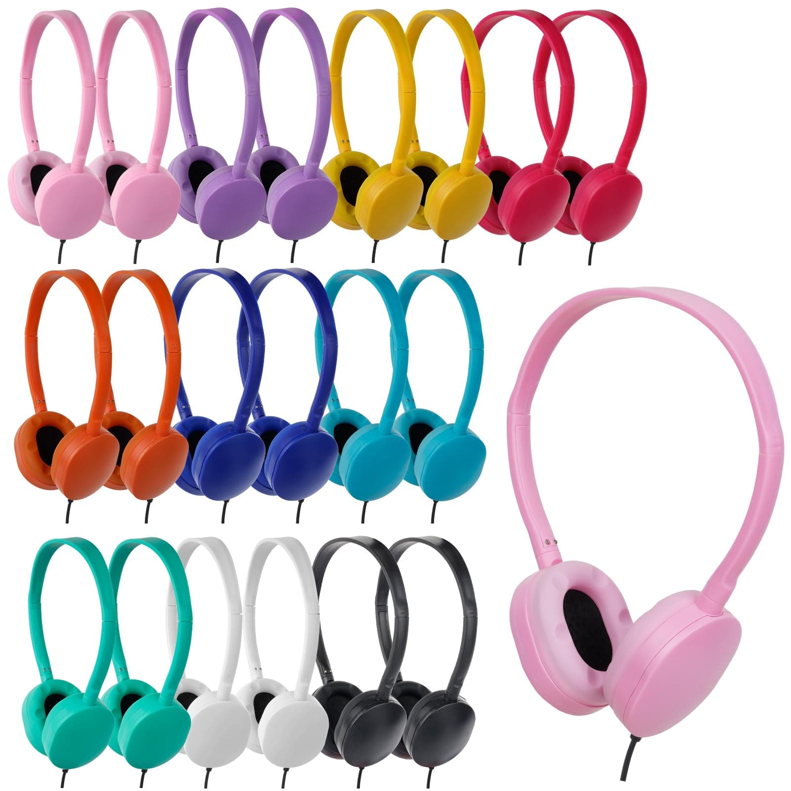 ZNXZXP Kids Bulk Headphones for Classroom School Wired Classroom Headphones for Kids Student Children Teens Boys Girls 3.5mm Jack (30 Pack Mixed Color)