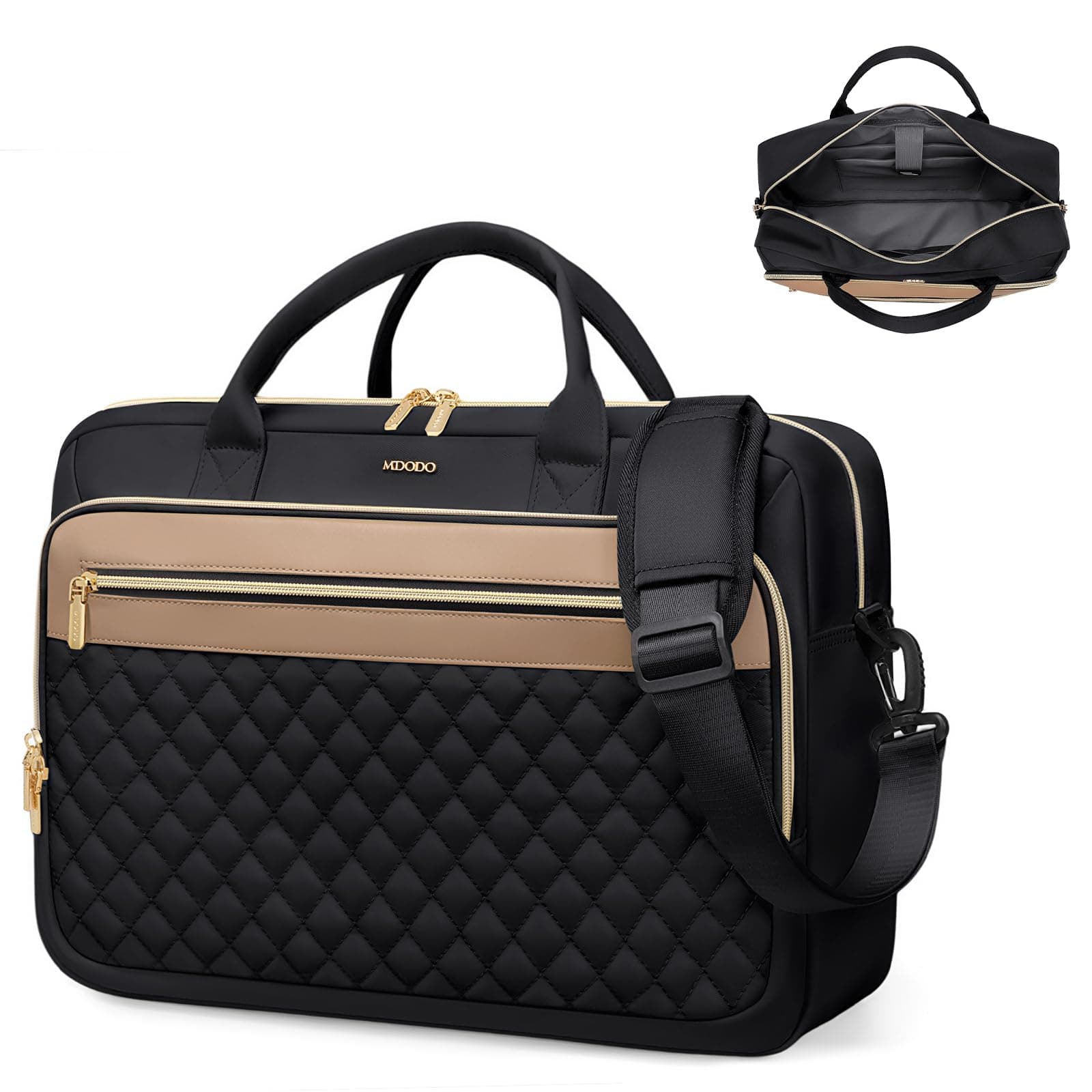 MDODO Large Laptop Bag for Women 15.6Inch Computer Briefcase Messenger Waterproof Handbag Shoulder Crossbody Work Tote Bag for Teacher Office Travel, Black