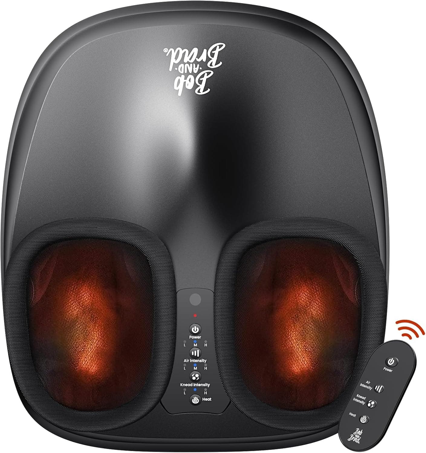 BOB AND BRAD Foot Massager with Heat and Remote, Shiatsu Deep Kneading Electric Feet Massager Machine for Men Size 12, 2 Heating Levels, 3 Kneading Intensity & 4 Air Intensity for Fathers Day Dad Gift