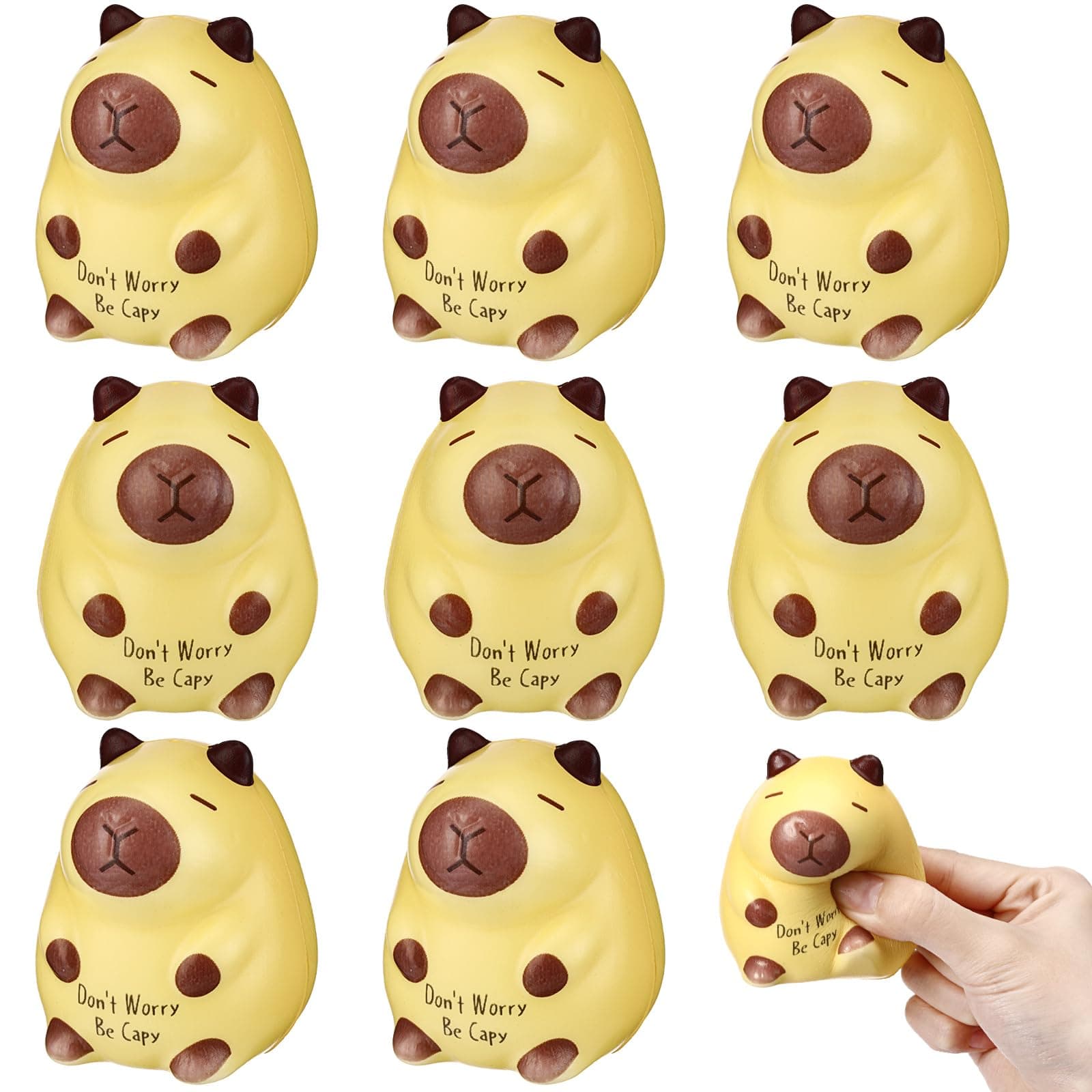 Hollowfly 20 Pcs Capybara Party Favors Positive Capybara Squeeze Stress Balls Inspirational Funny Animal Stress Toy Emotional Relief Sensory Toys Appreciation Gifts for Coworker Staff Employee