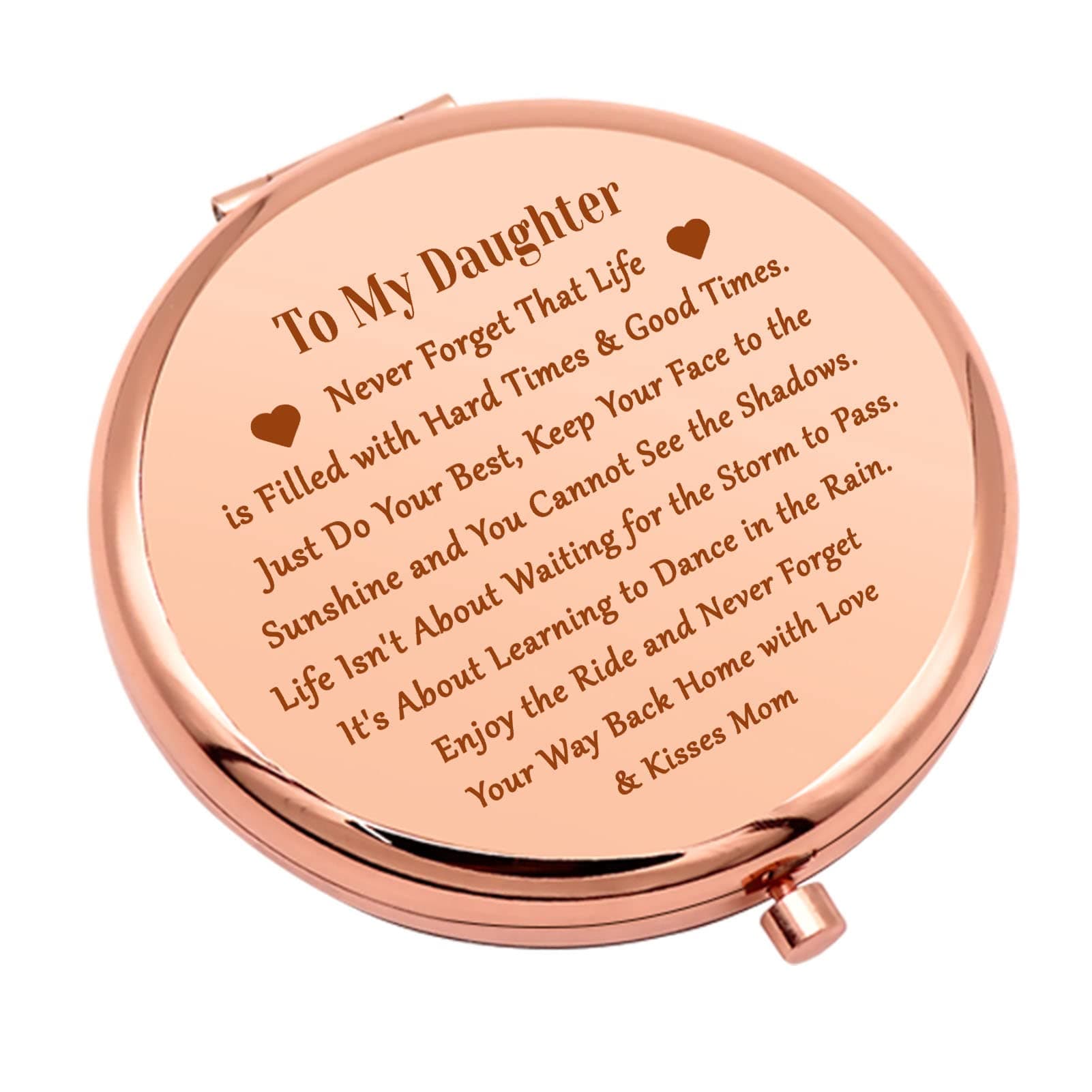 Daughter Gifts from Mom Compact Makeup Mirror for Girls Stepdaughter Daughter Birthday Gifts Ideas Inspirational Gifts for Daughter Folding Makeup Mirror for Women Graduation Wedding Gifts