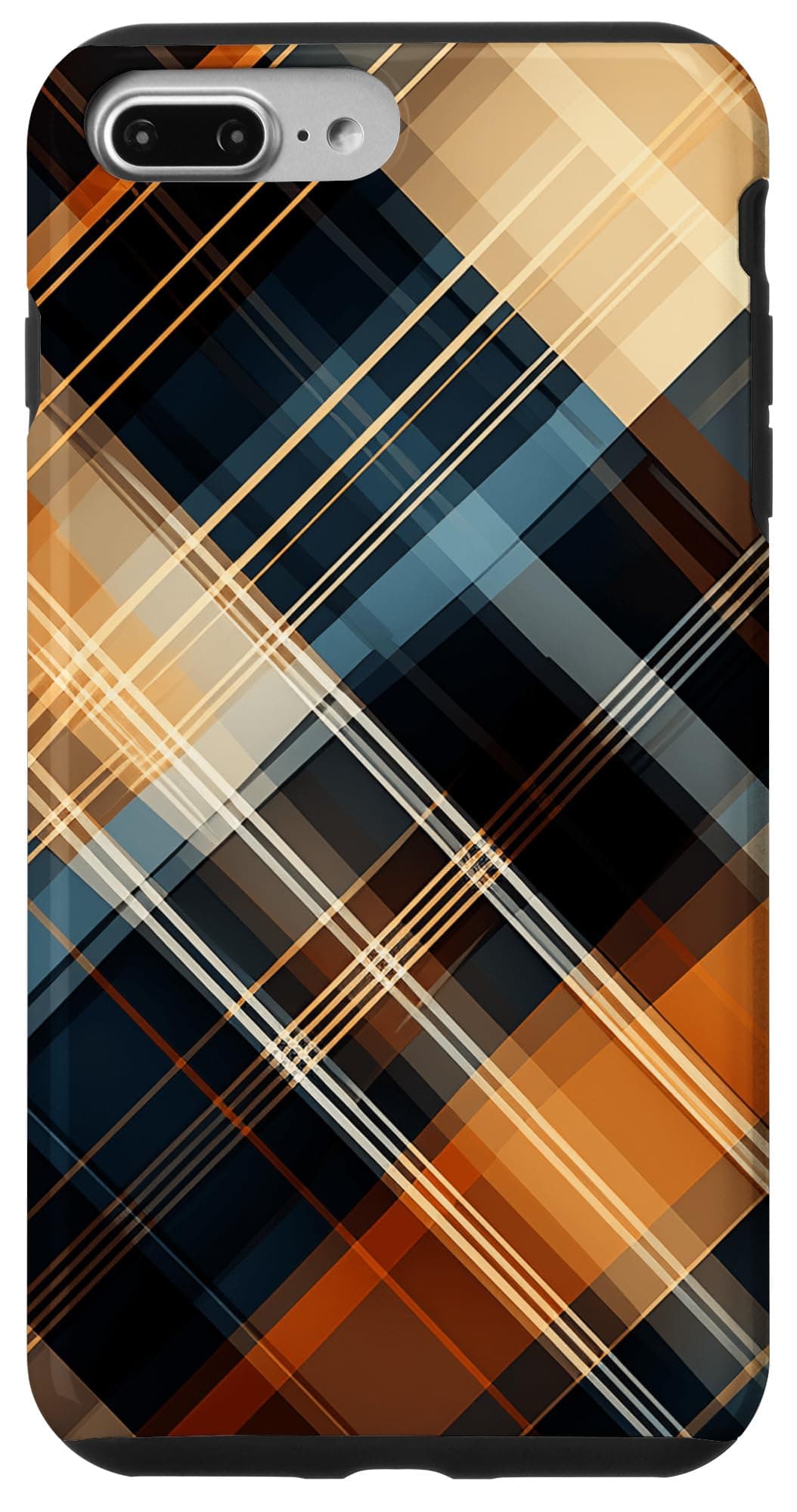 Navy Black and Orange Plaid Halloween Fall Autumn Pumpkins Case for iPhone 7 Plus/8 Plus