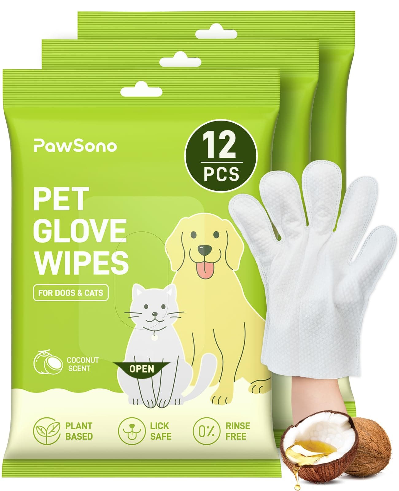 36PCS Hypoallergenic Pet Glove Wipes for Dogs, Cats & Small Animals
