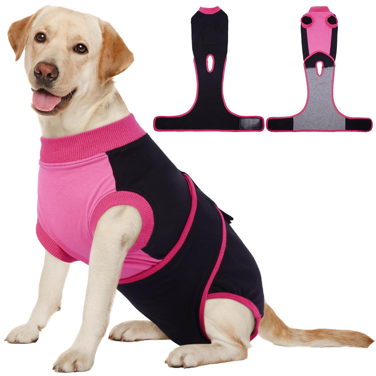Kuoser Recovery Suit for Dogs After Surgery, Soft Dog Surgery Suit Female Male, Breathable Pet Surgical Recovery Shirt, Anti Licking Dog Onesie for Abdominal Wounds Cone Alternatives, Black XL