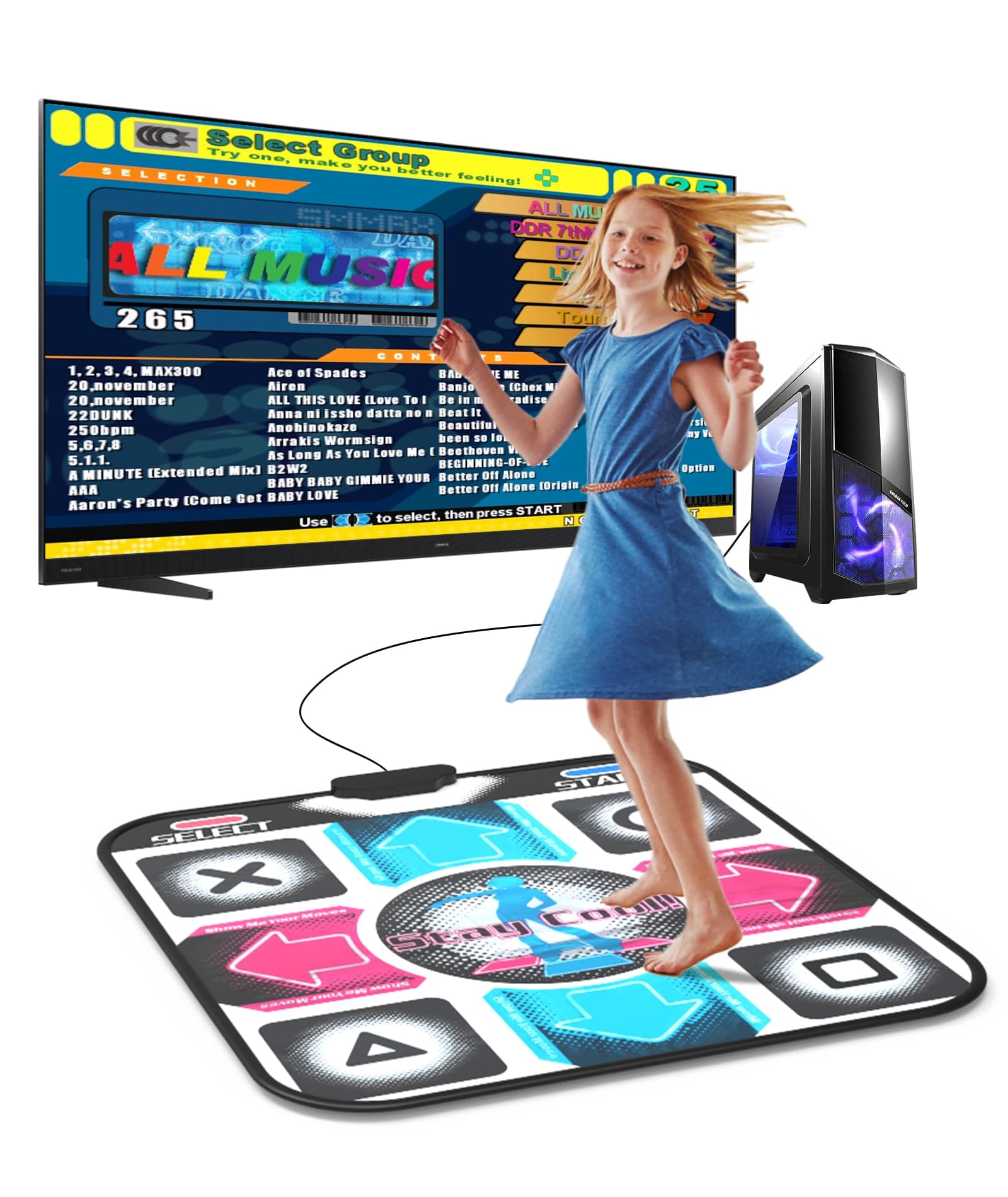 BEBAPOW USB Dance Mat for PC/Computer, Upgraded Dance Pad for Home Entertainment & Exercise, Dancing Game Installer Included, Only Compatible with Windows System (Pattern-A)