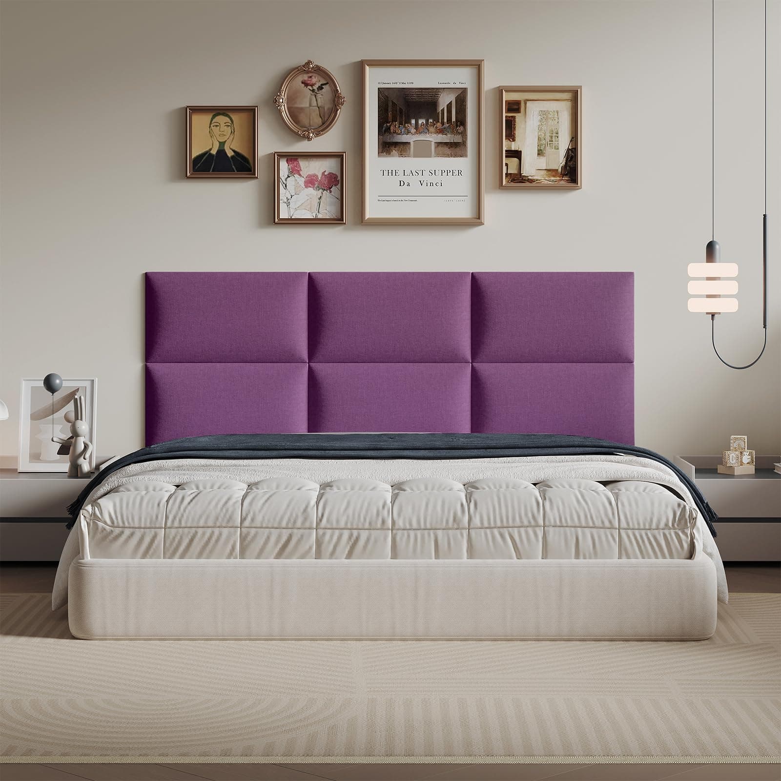 MAQQL Modern Decorative Headboards for Bedroom (9, Purple Linen Fabric)