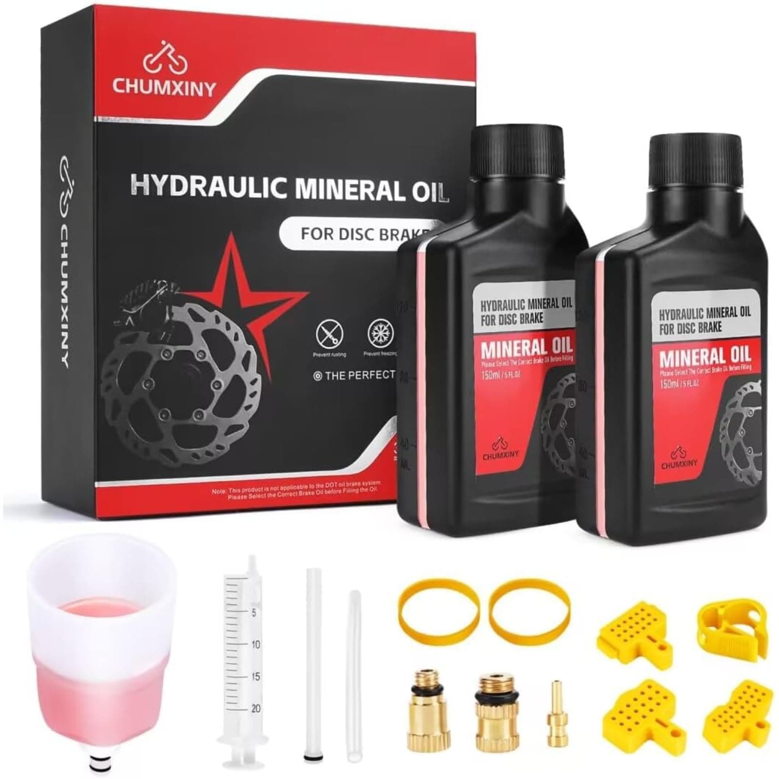 Brake Bleed Kit for Shimano Hydraulic Brakes, Mountain Bike Brake Bleeder kit Including 300ML Mineral Brake Fluid, Clear Funnel and Instruction Manual