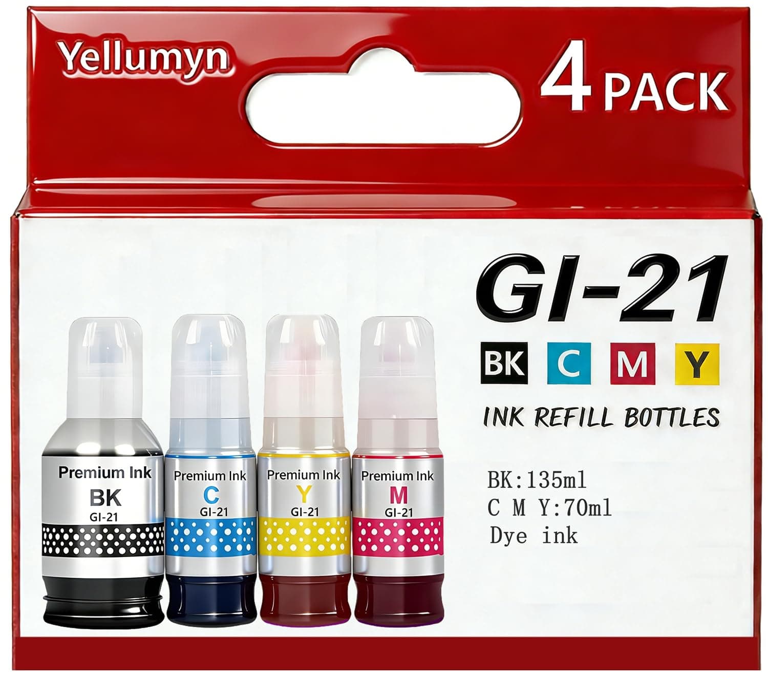 Yellumyn GI21 20 Ink Bottles Compatible with Canon 21 GI-21 GI21 G3270 G3260 Ink Refill Bottles Set Compatible for Canon MegaTank G3270 G3260 G3290 G3272 G4280 G4270 G2270 G2260 G1220 G1230 Printer