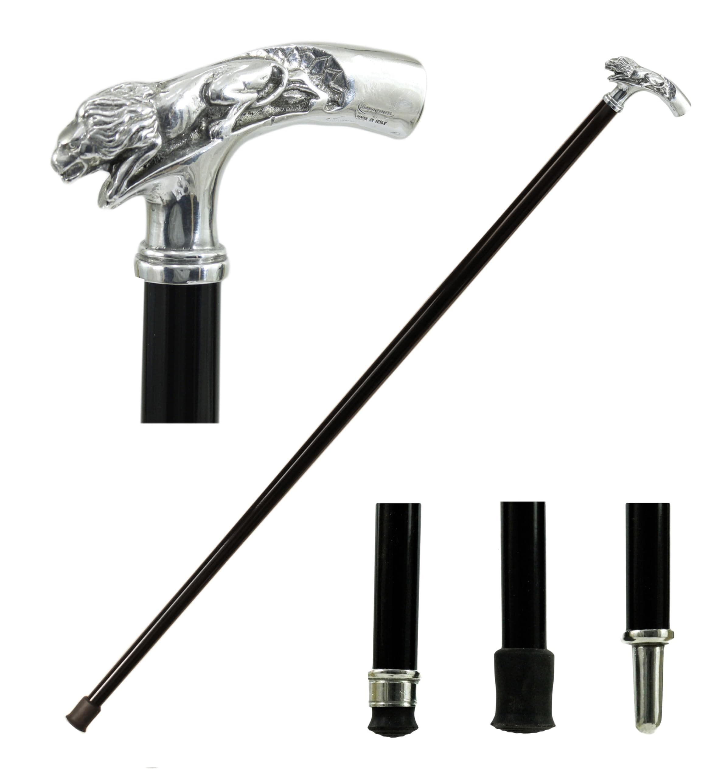 Cavagnini, Designer Walking Sticks, Lion knob, Customizable (brown beech)