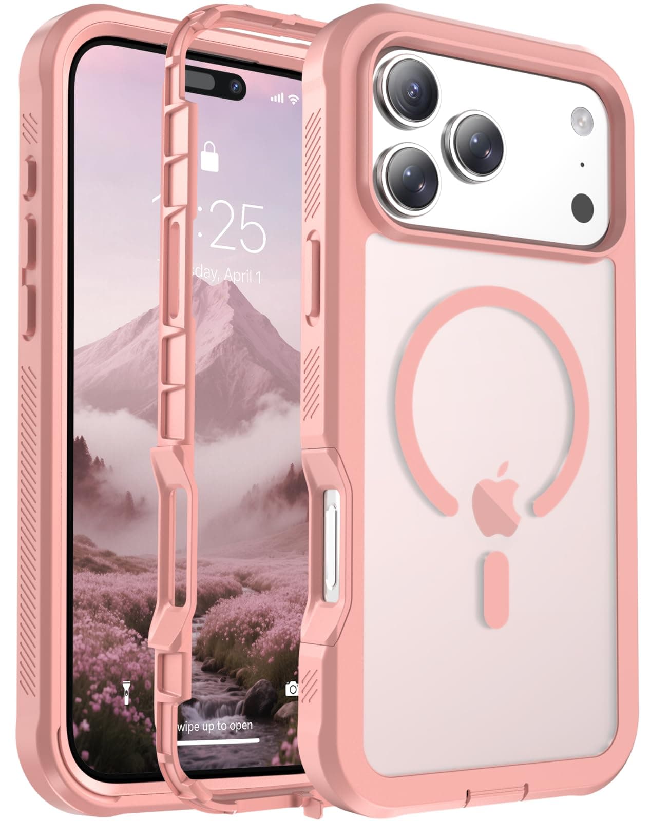 jaroco Magnetic for iPhone 17 Pro Max Case, [Compatible with MagSafe][Military Grade Drop Protection][Heavy Duty Protection][Non-Slip][Shockproof] 2-Layer Durable Bumper Phone Case 6.9''-Pink