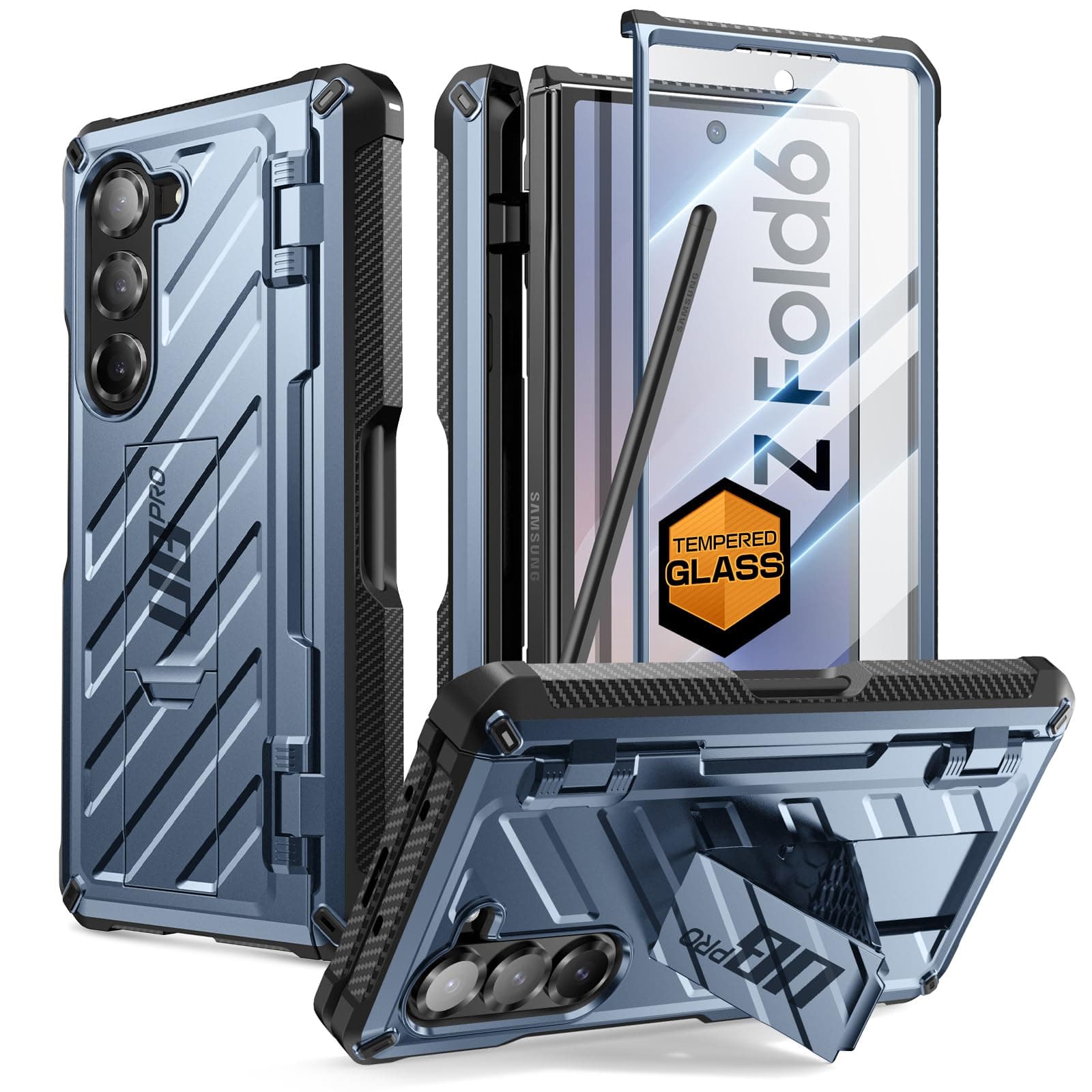 SUPCASE for Samsung Galaxy Z Fold 6 Case with S Pen Holder (UB Pro) [Built-in Screen Protector & Kickstand] [Military-Grade Protection] Heavy Duty Rugged Phone Case 360° Full Shockproof Cover, Tilt