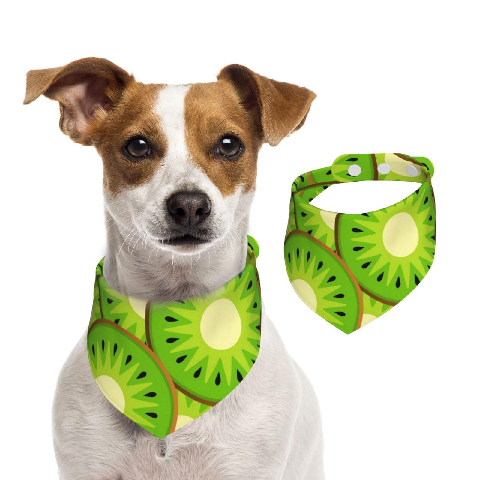 Kiwi Fruit Red Stripe Pattern Dogs Scarf Adjustable Bandanas Cat Pets Costume Accessories Decor