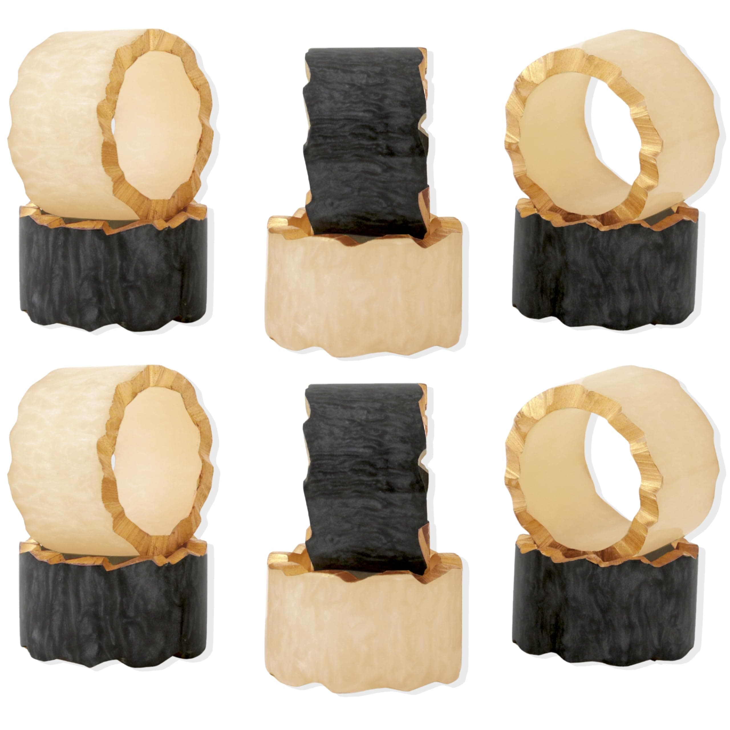Alpha Living Napkin Ring Holders, Napkin Rings Set of 12, Round, Smoky Black Epoxy